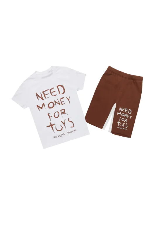 Boys M4 Toys White/Brown T-Shirt/Short Set sold by Rockstar Original