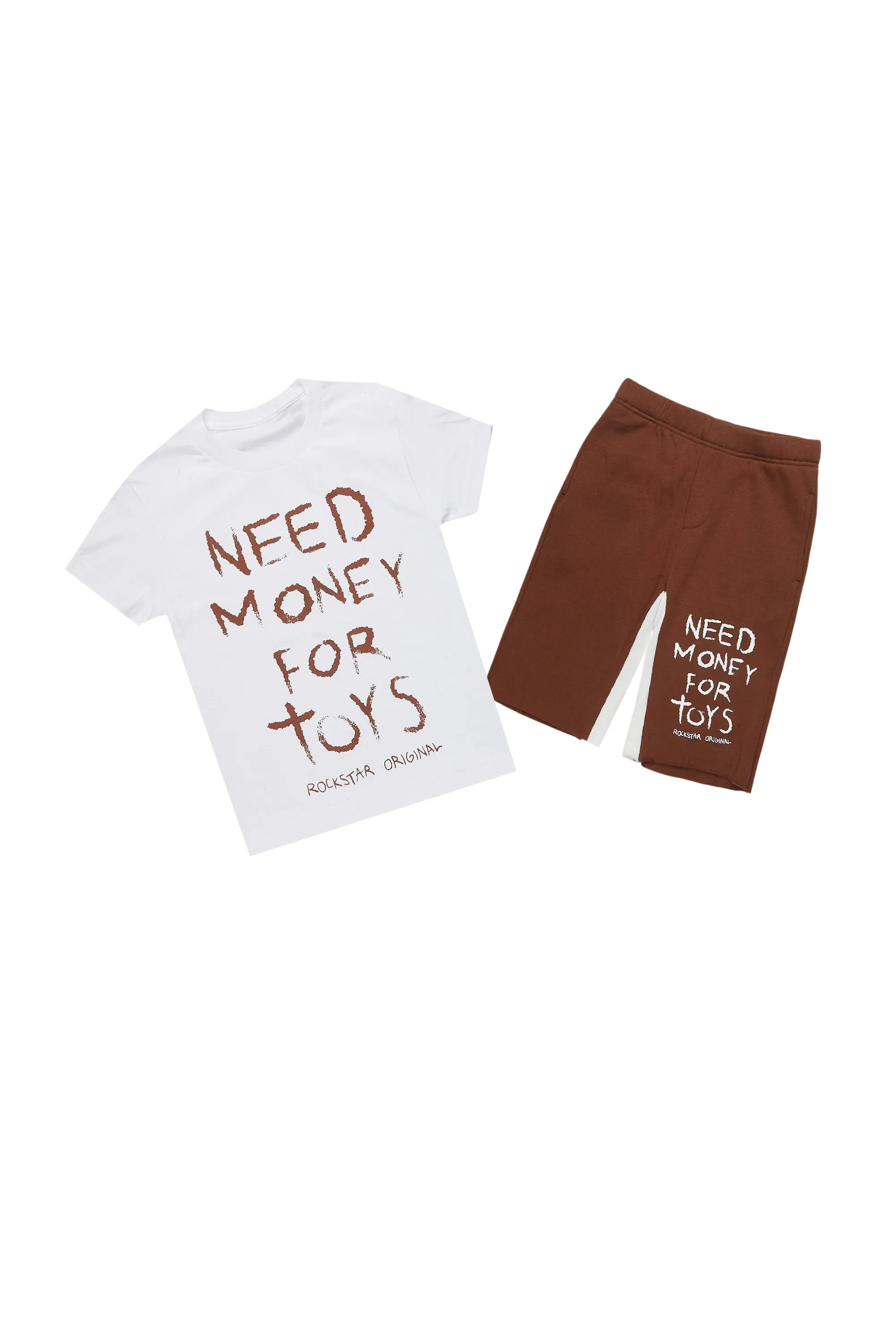 Boys M4 Toys White/Brown T-Shirt/Short Set sold by Rockstar Original