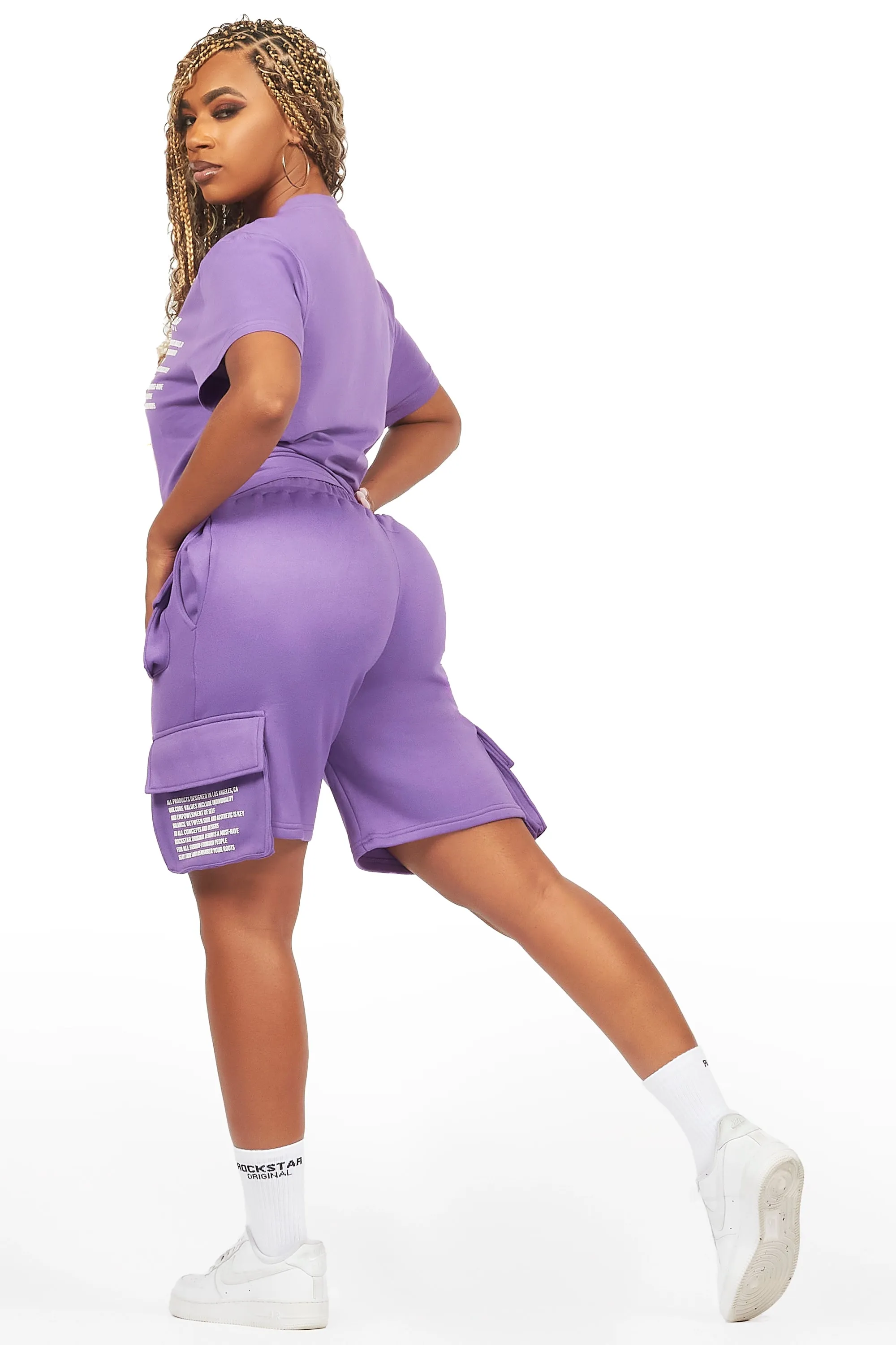 Neusa Purple T-Shirt Cargo Short Set sold by Rockstar Original product image thumbnail 5