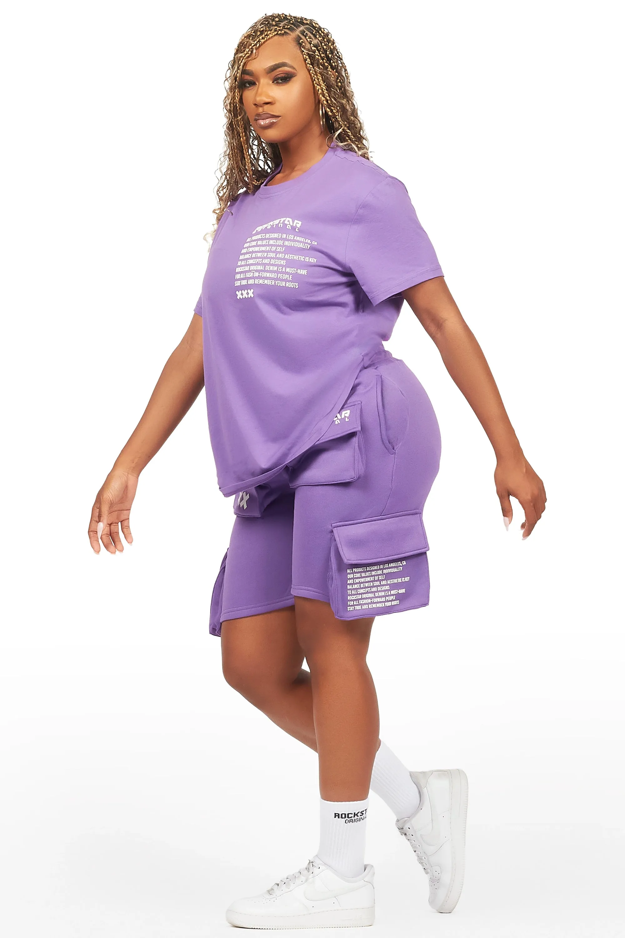 Neusa Purple T-Shirt Cargo Short Set sold by Rockstar Original product image thumbnail 2