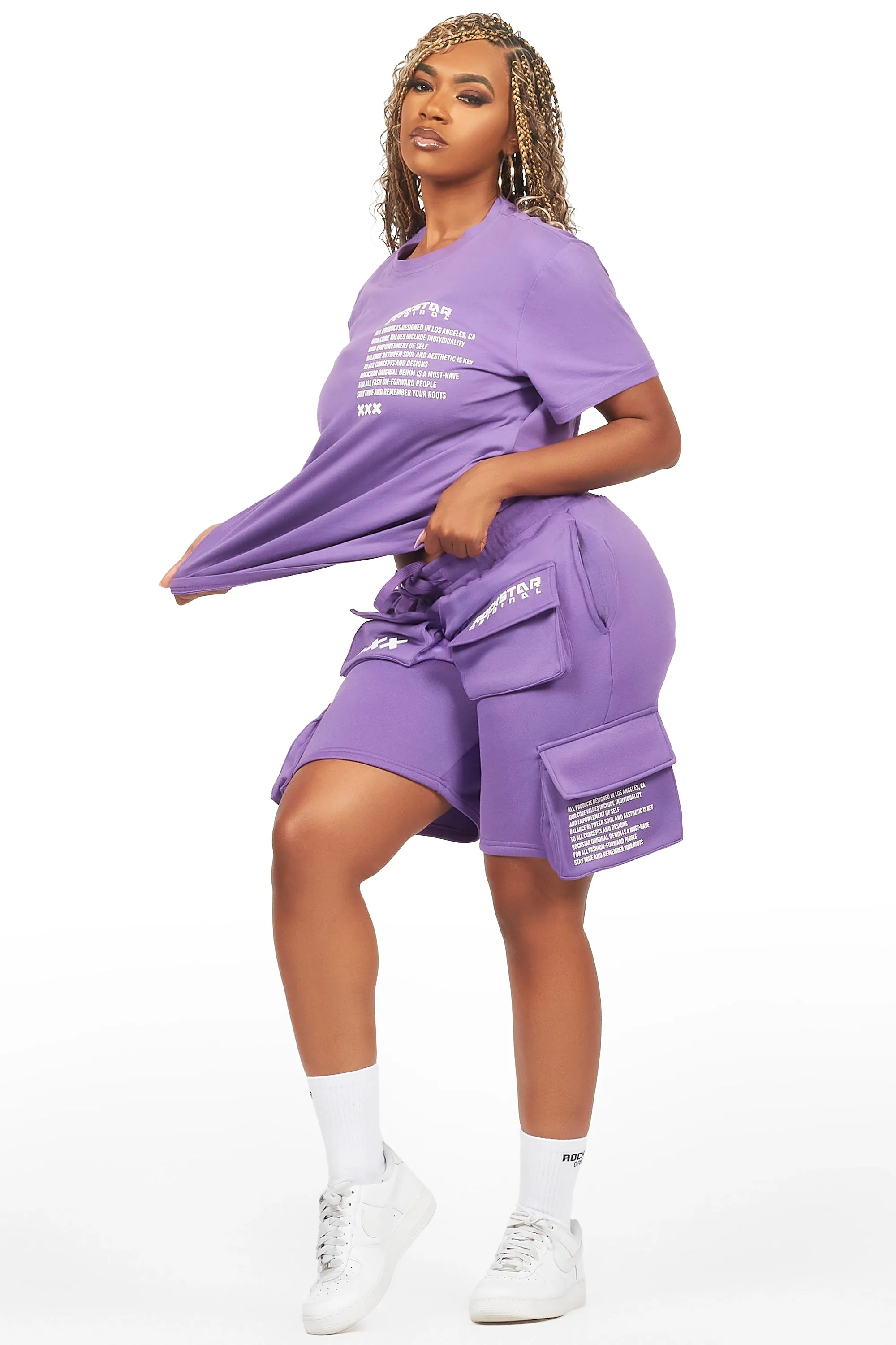 Neusa Purple T-Shirt Cargo Short Set sold by Rockstar Original product image thumbnail 3