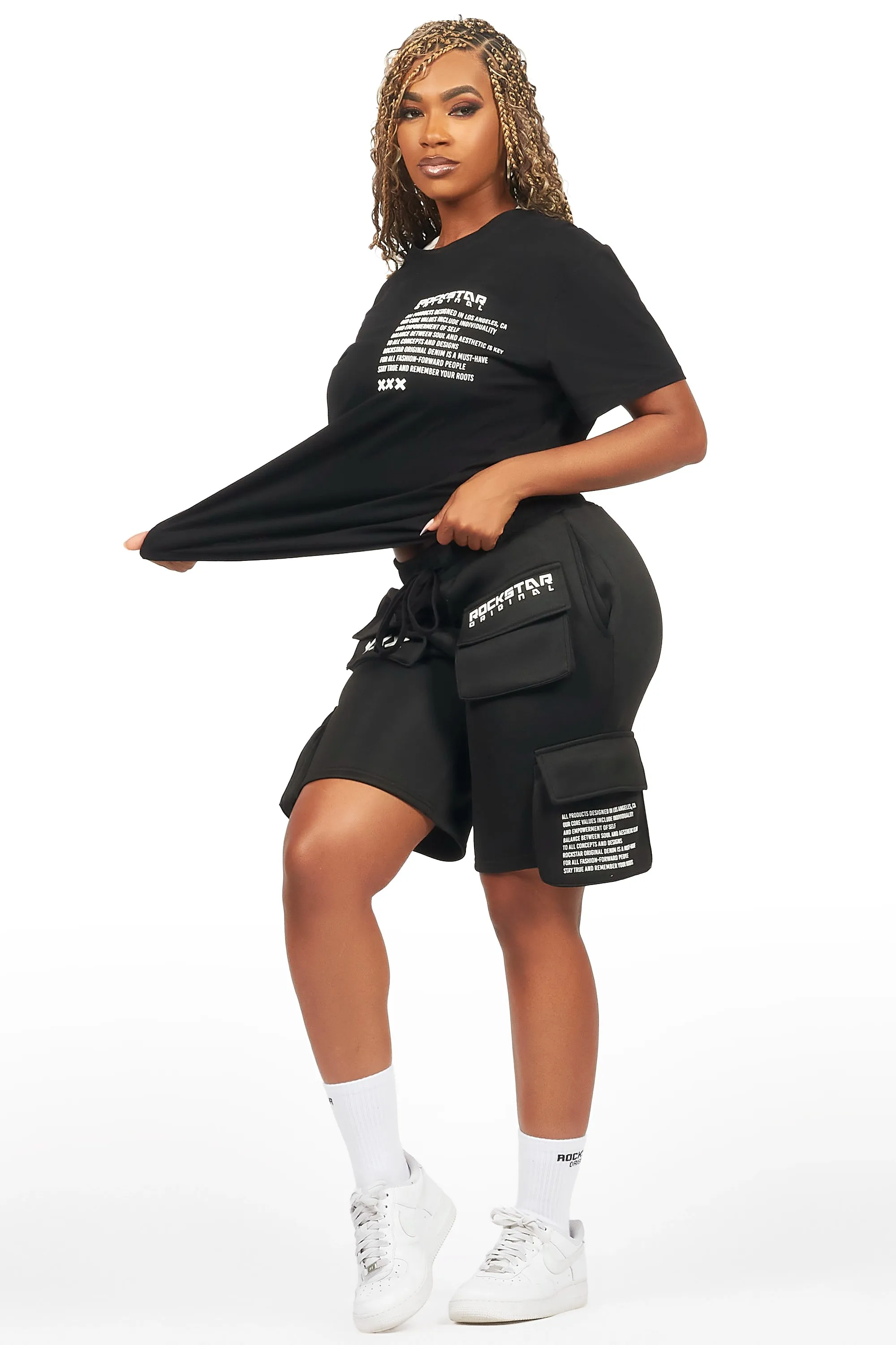 Neusa Black T-Shirt Cargo Short Set sold by Rockstar Original product image thumbnail 2