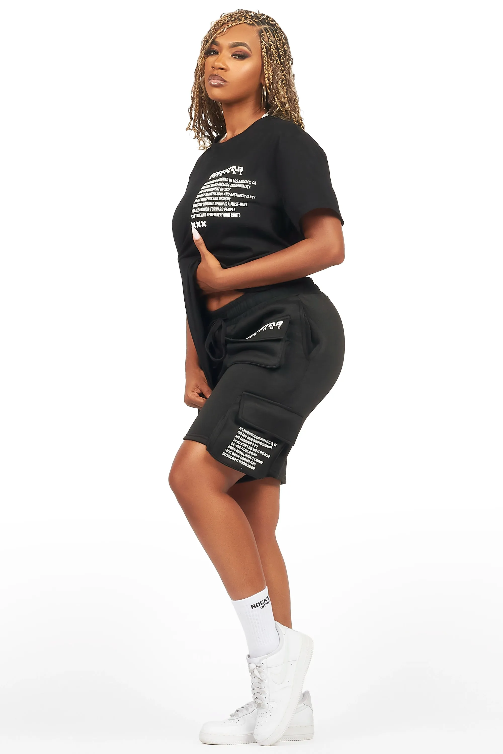 Neusa Black T-Shirt Cargo Short Set sold by Rockstar Original product image thumbnail 3