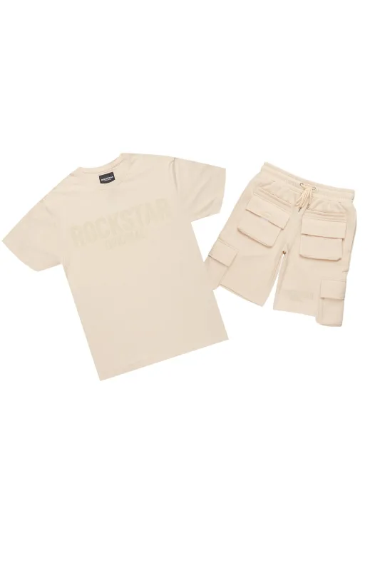 Sana Beige T-Shirt Cargo Shorts Set sold by Rockstar Original