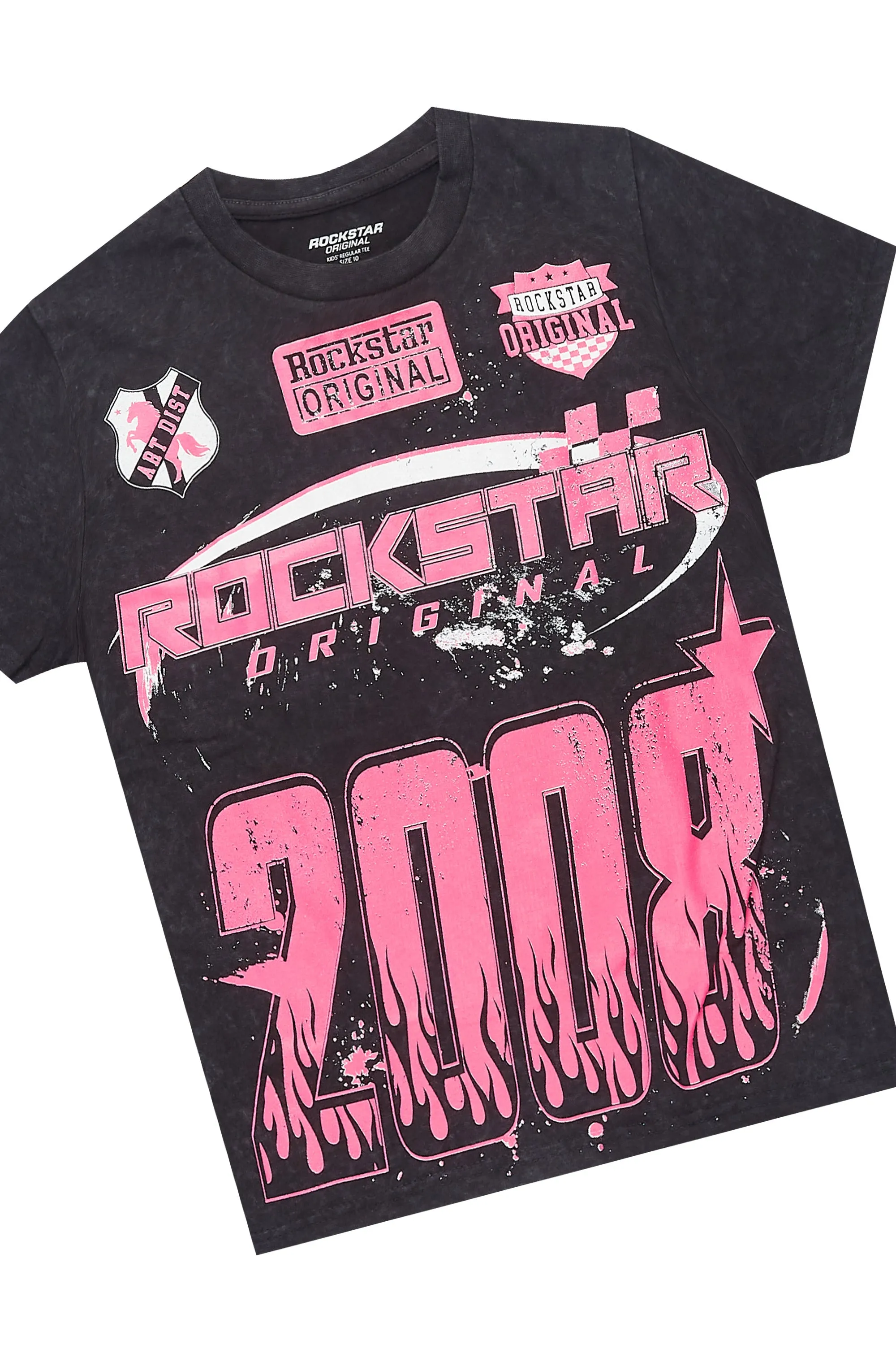 Girls Esha Vintage Black/Fuchsia T-Shirt Short Set sold by Rockstar Original product image thumbnail 2