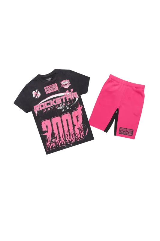 Girls Esha Vintage Black/Fuchsia T-Shirt Short Set sold by Rockstar Original