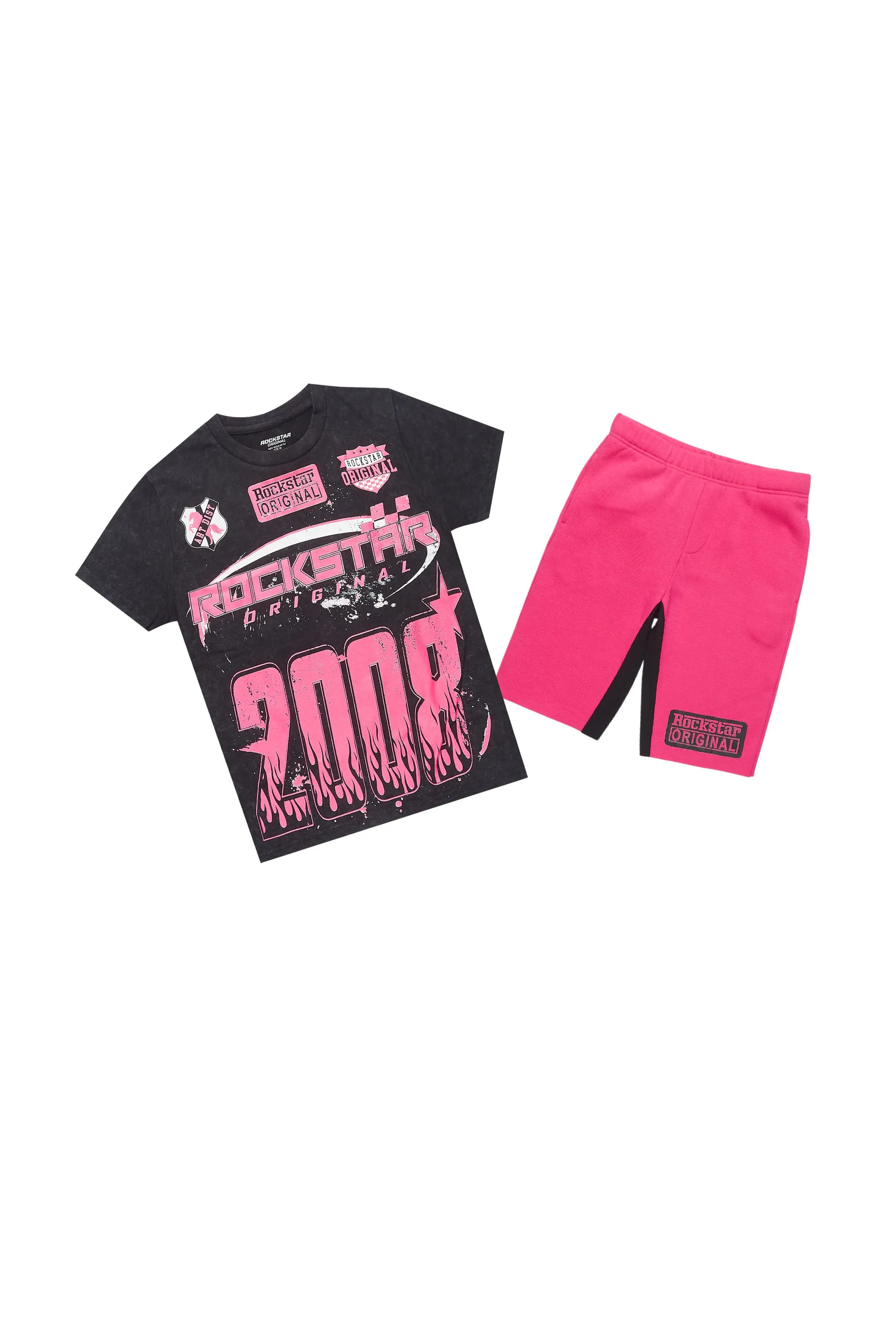 Girls Esha Vintage Black/Fuchsia T-Shirt Short Set sold by Rockstar Original