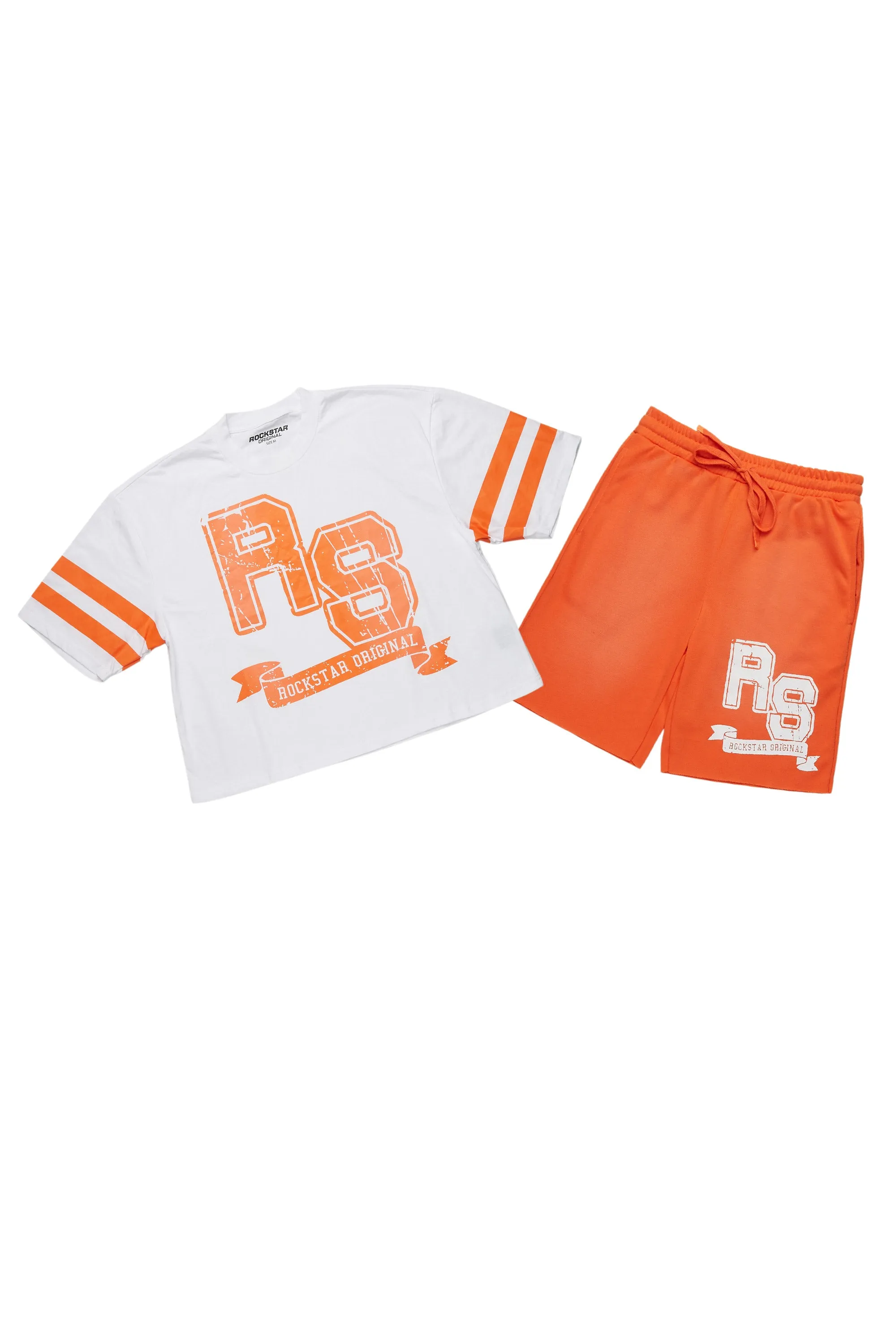 Tenita White/Orange T-Shirt Short Set sold by Rockstar Original product image thumbnail 2