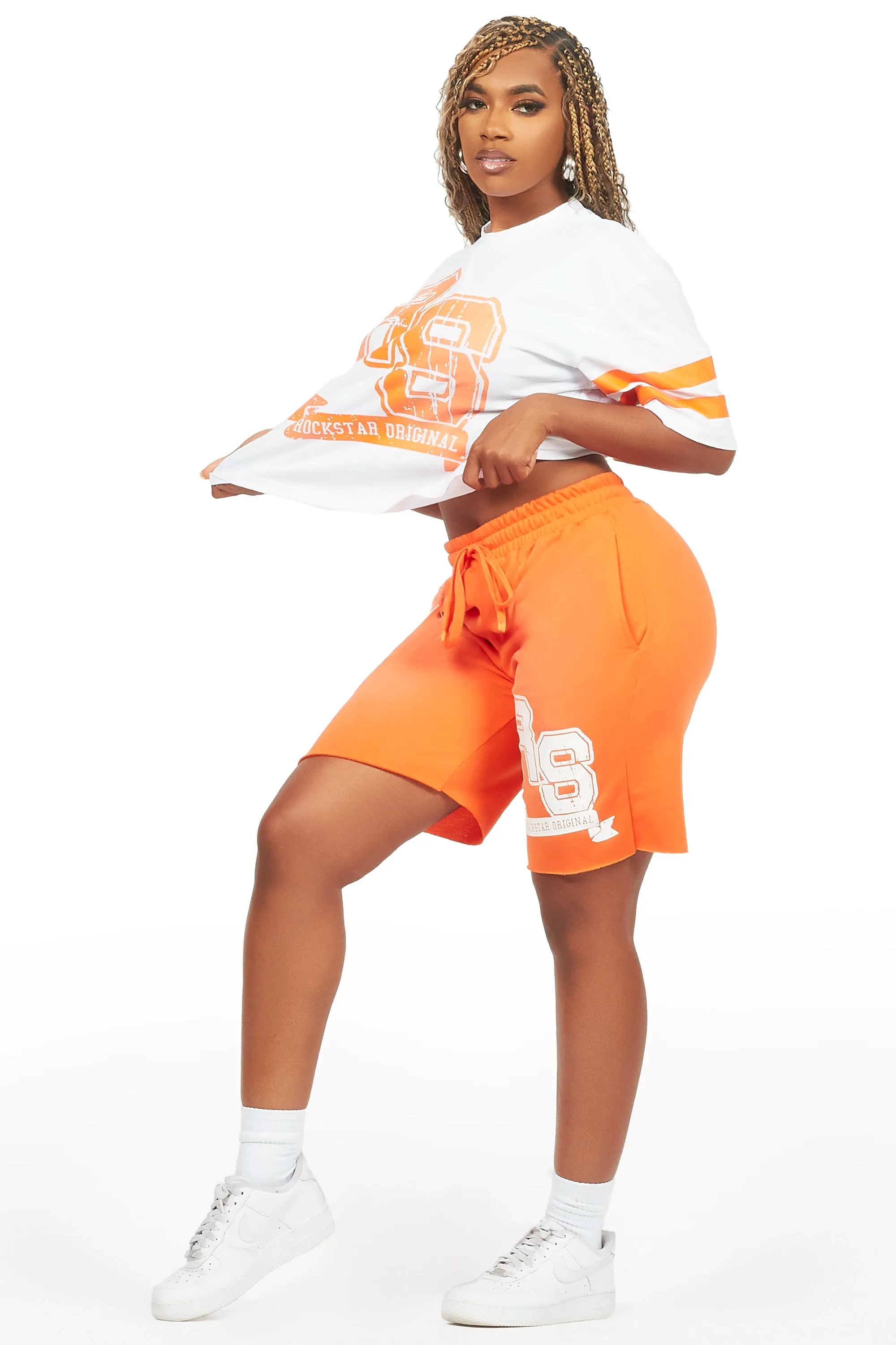 Tenita White/Orange T-Shirt Short Set sold by Rockstar Original product image thumbnail 5