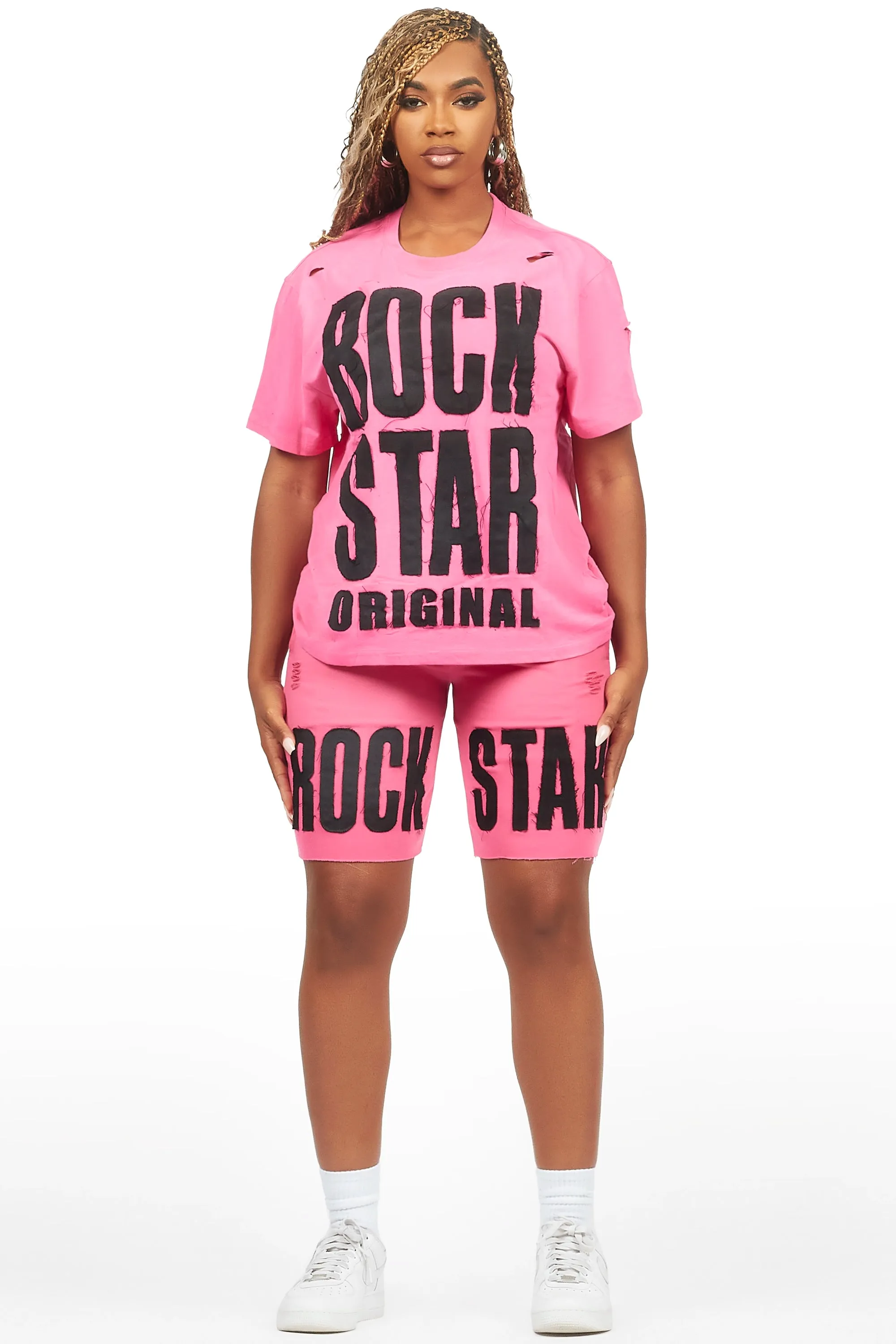 Shantrice Pink/Black T-Shirt Short Set sold by Rockstar Original product image thumbnail 2