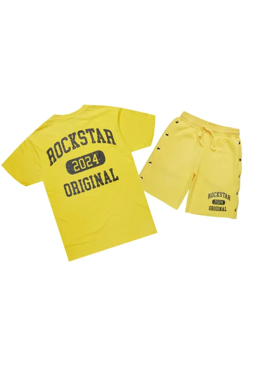 Lionela Yellow T-Shirt Snap Short Set made by Rockstar Original