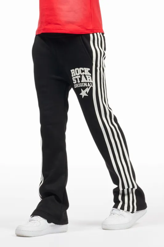 Boys Gerrit Black Stacked Baggy Track Pant sold by Rockstar Original