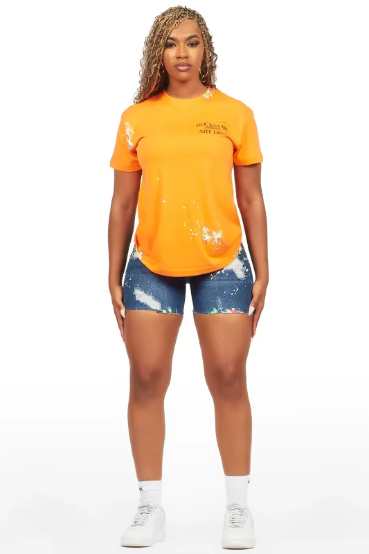 Deshina Orange/Blue Denim Short Set sold by Rockstar Original