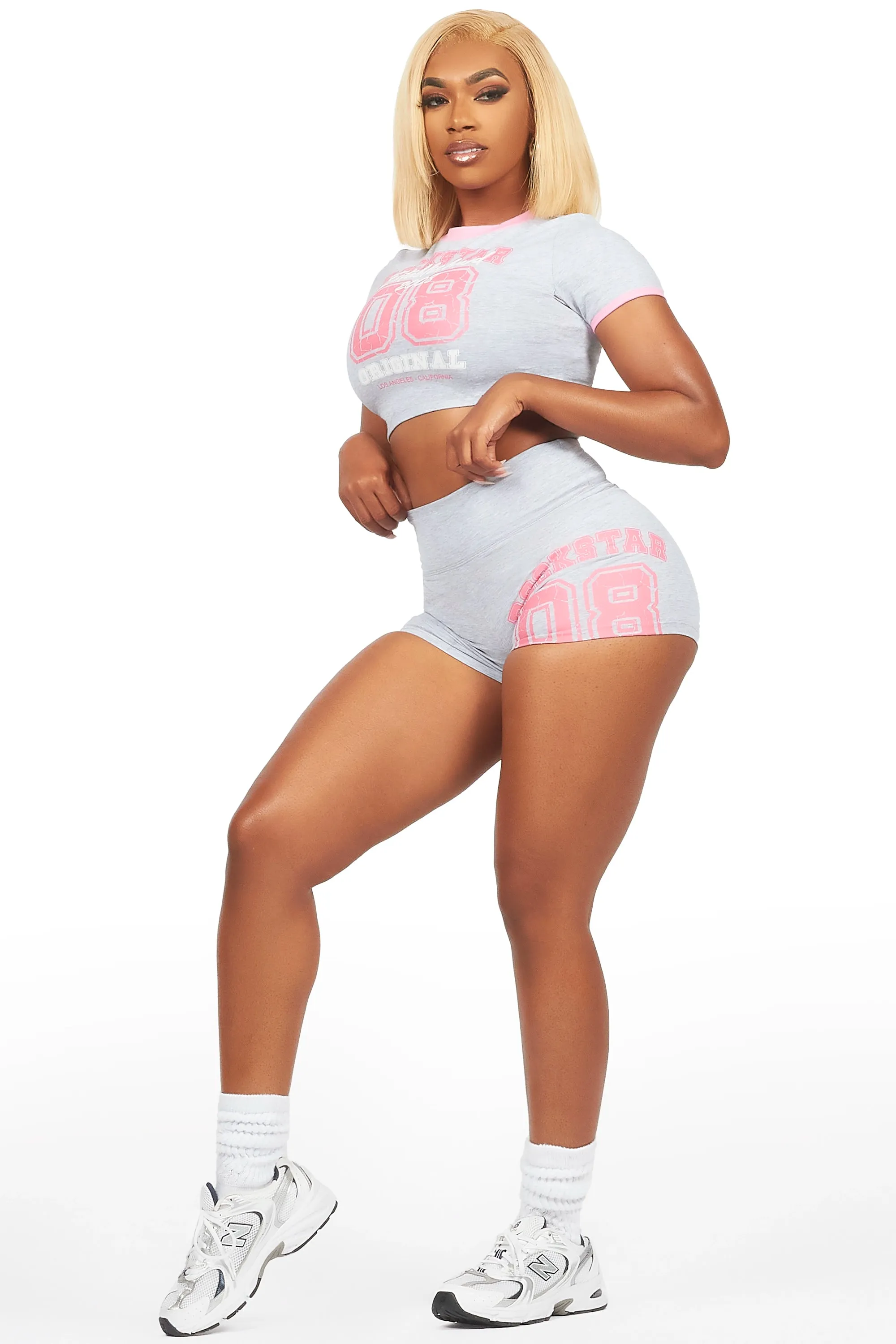 Novena Heather Grey Crop Bike Short Set sold by Rockstar Original product image thumbnail 3