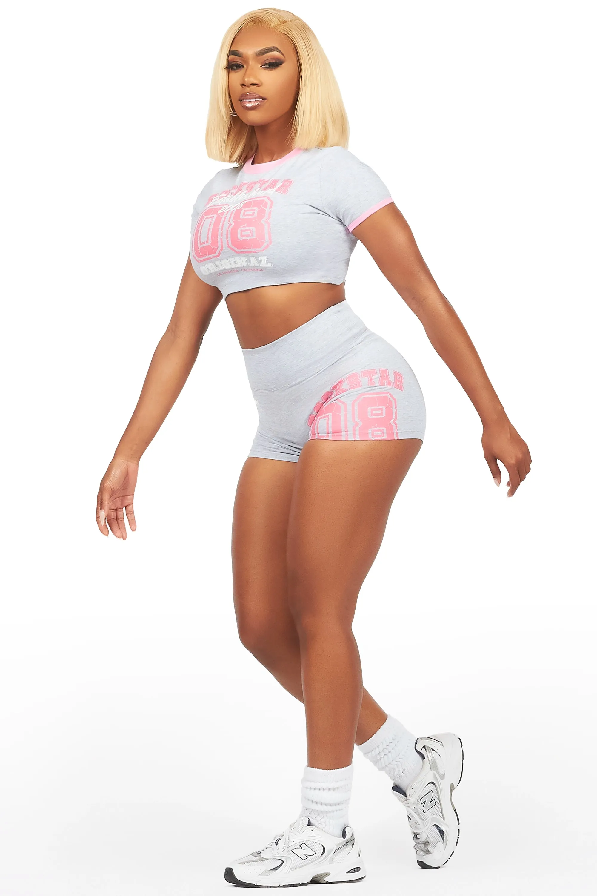 Novena Heather Grey Crop Bike Short Set sold by Rockstar Original product image thumbnail 4