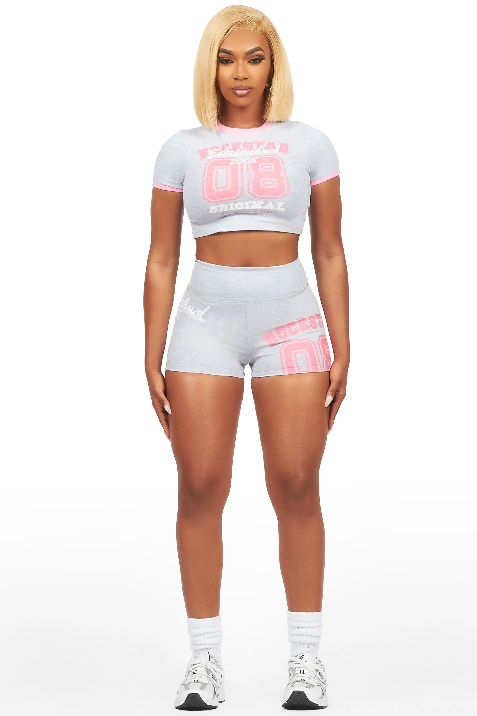 Novena Heather Grey Crop Bike Short Set sold by Rockstar Original product image thumbnail 2