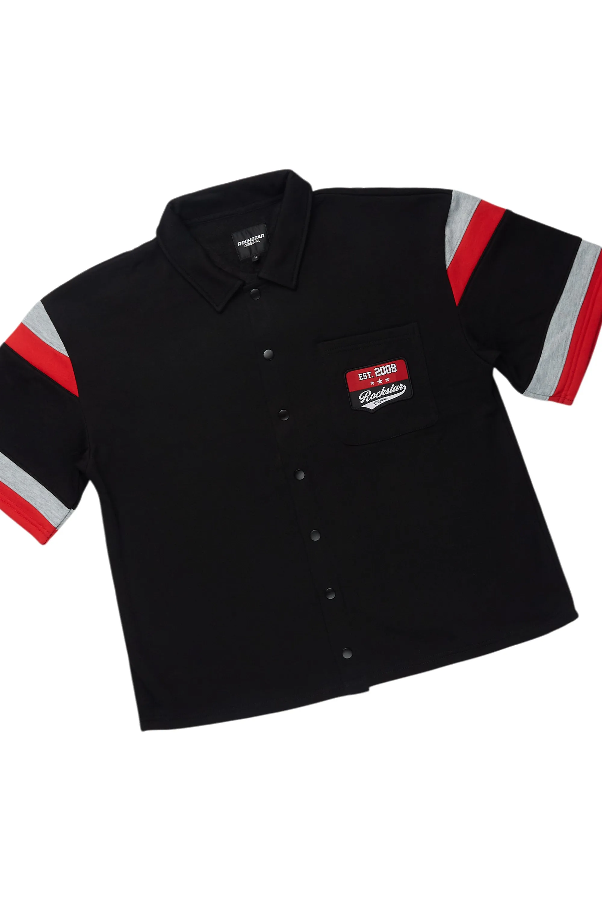 Zavid Black Button Up T-Shirt/Short Set sold by Rockstar Original product image thumbnail 2