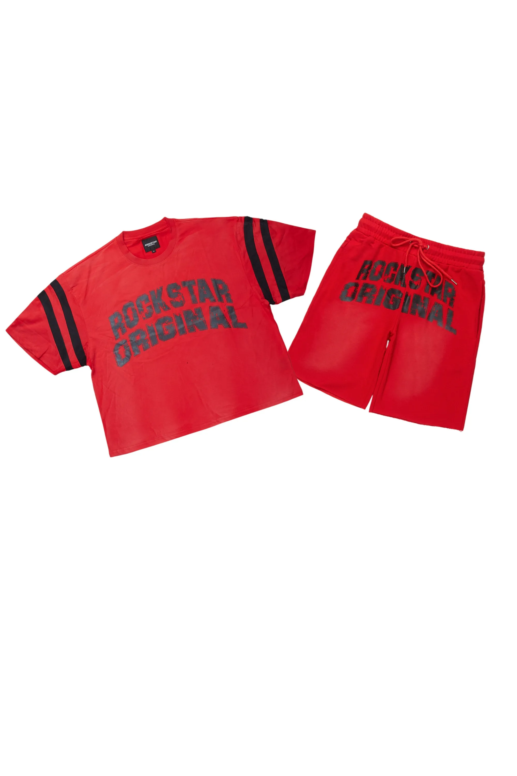 Tumo Red Crop Boxy Tee Short Set sold by Rockstar Original