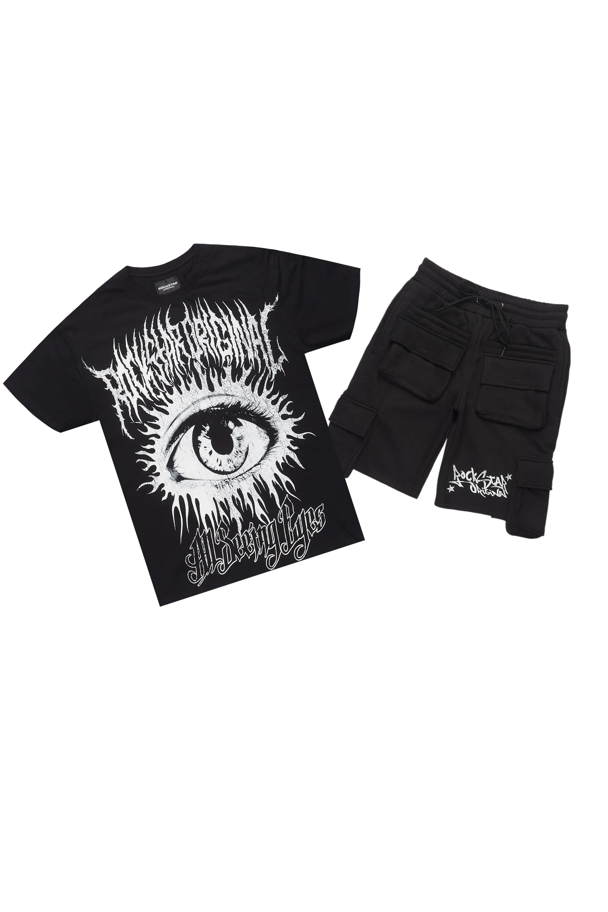 All Seeing Eyes Black/White T-Shirt Cargo Short Set sold by Rockstar Original