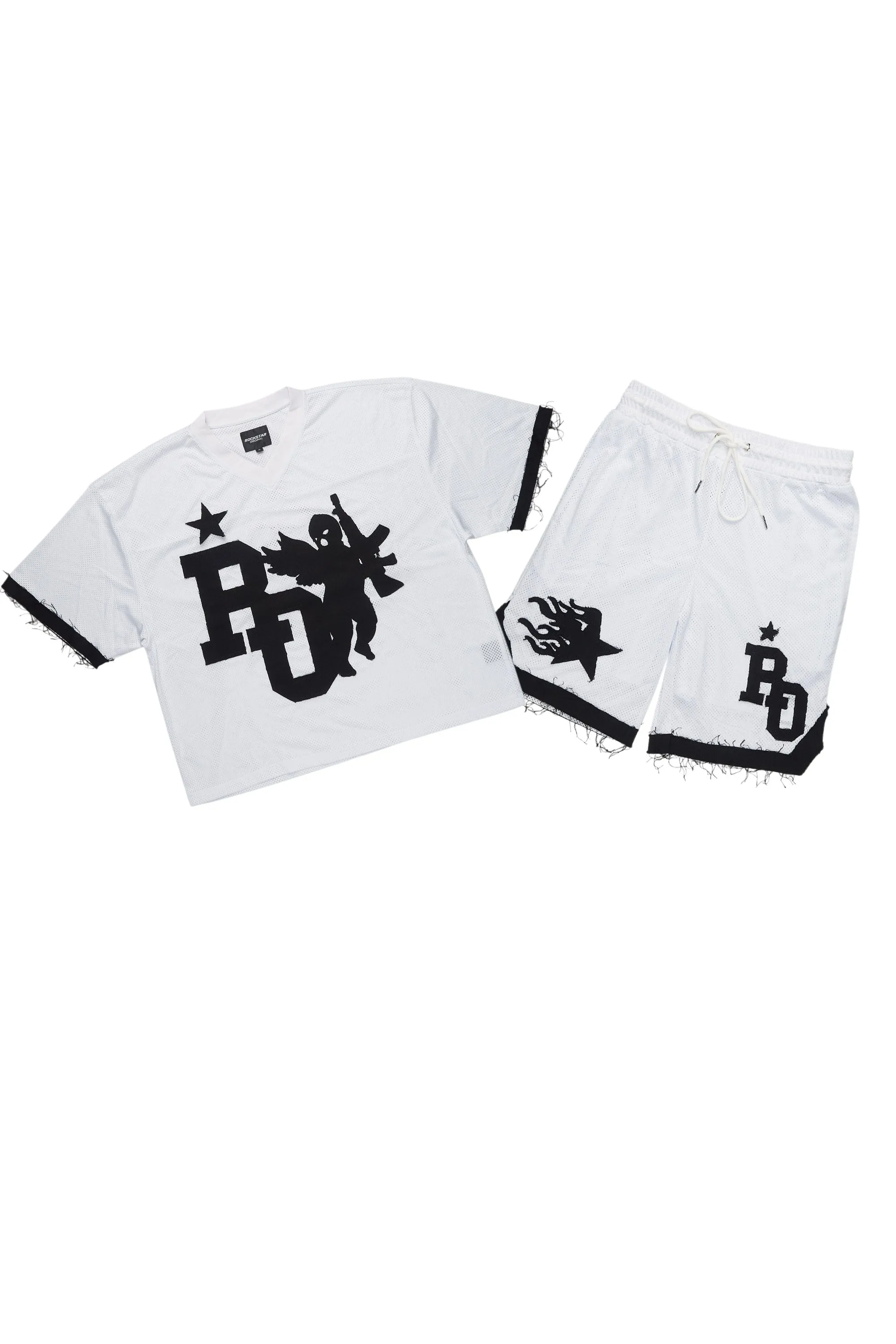 Pluton White Mesh T-Shirt/Short Set sold by Rockstar Original