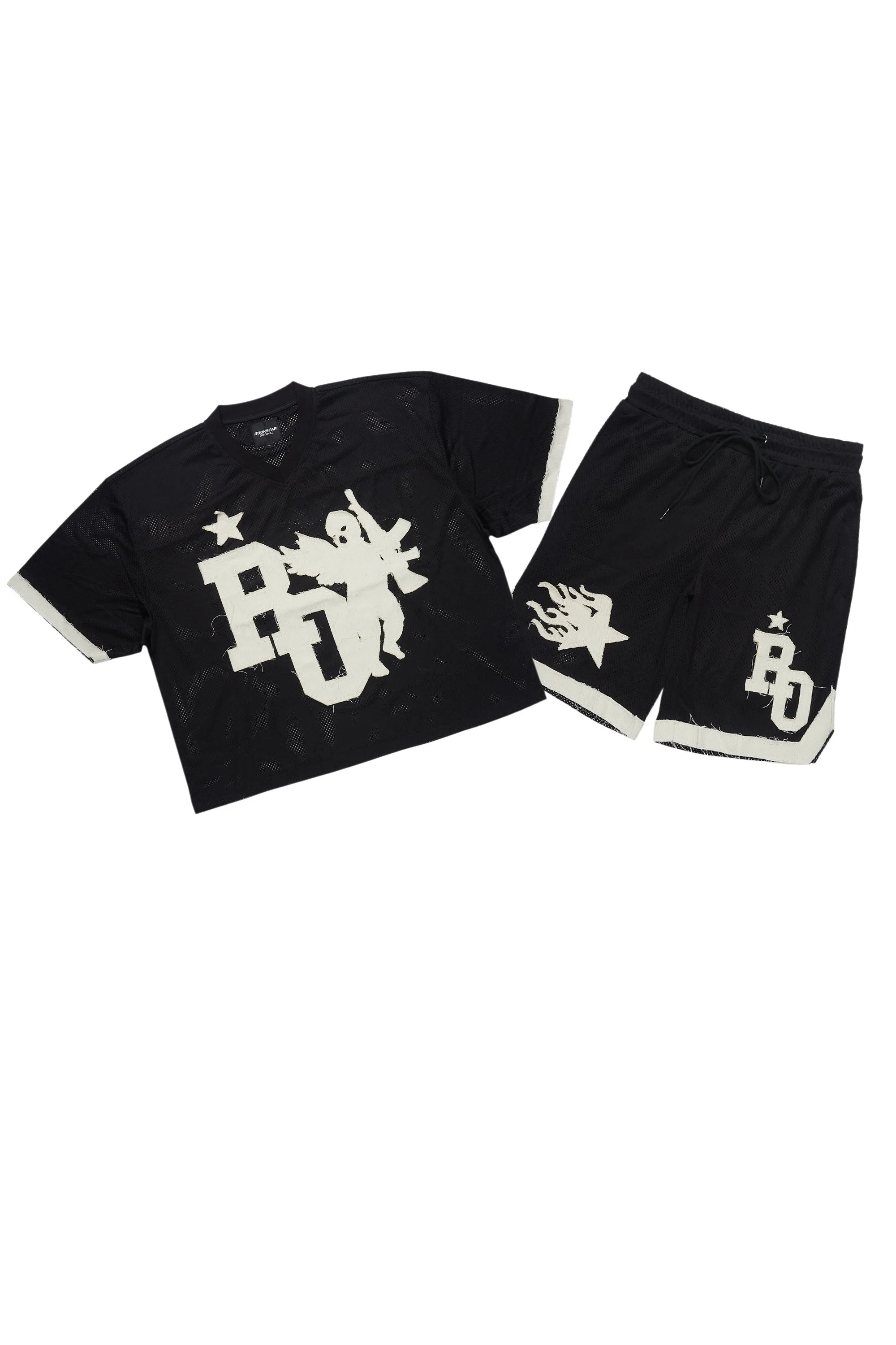 Pluton Black Mesh T-Shirt/Short Set sold by Rockstar Original