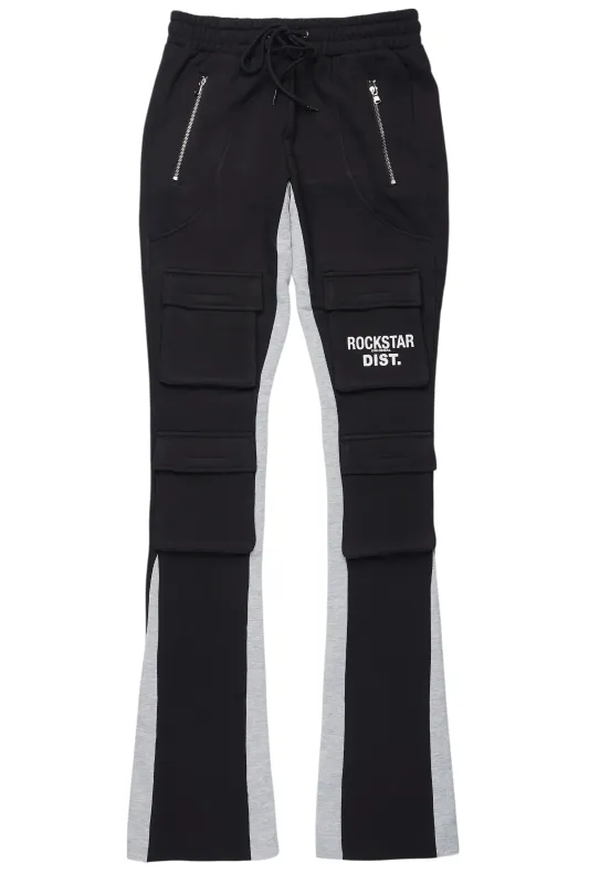 Antoon Black Stacked Flare Track Pant sold by Rockstar Original