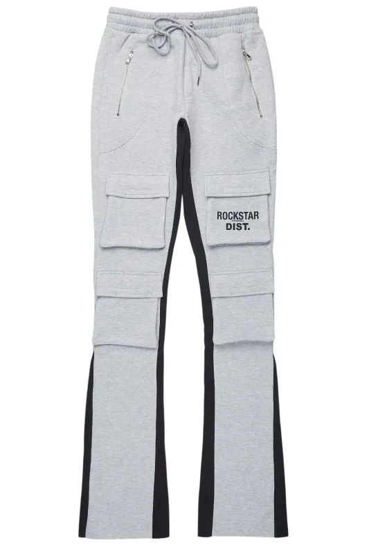 Antoon Heather Grey Stacked Flare Track Pant sold by Rockstar Original