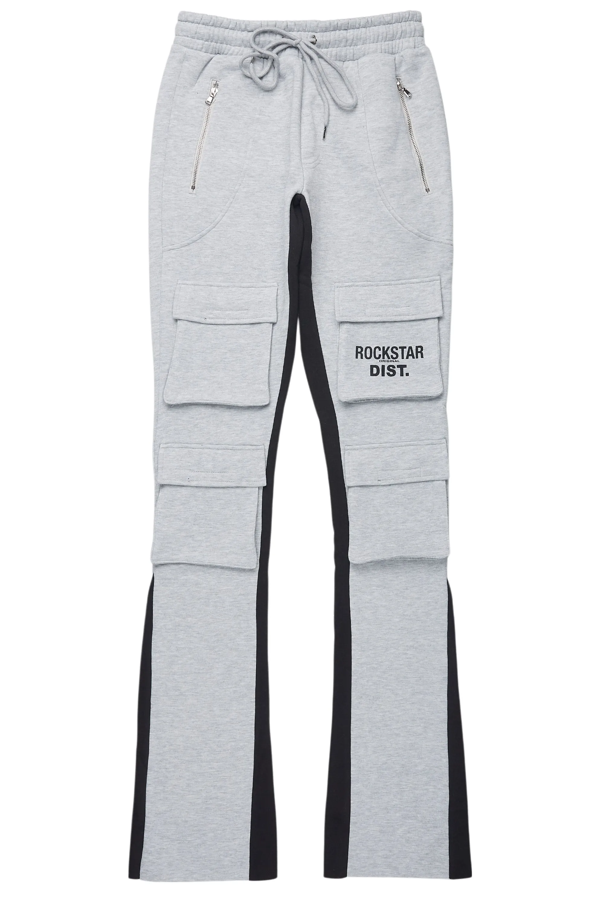 Antoon Heather Grey Stacked Flare Track Pant sold by Rockstar Original