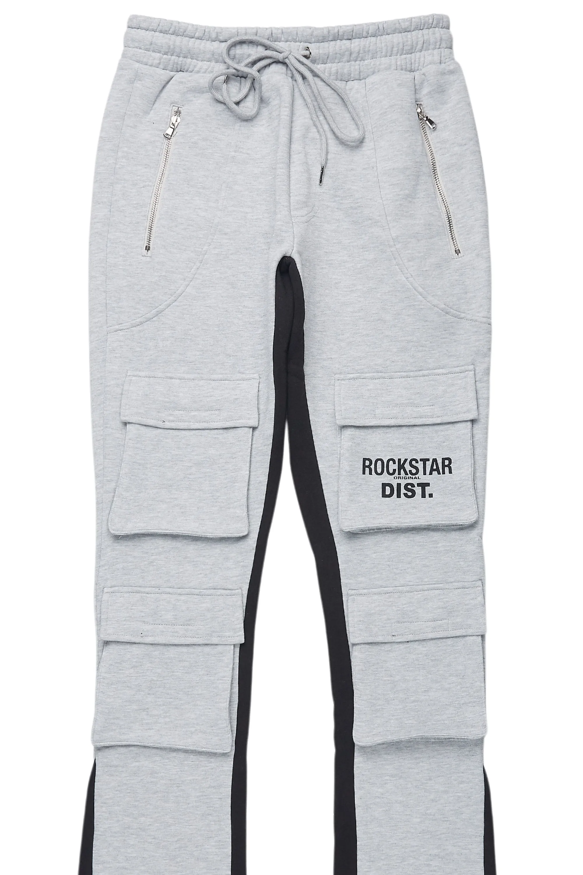 Antoon Heather Grey Stacked Flare Track Pant sold by Rockstar Original product image thumbnail 2