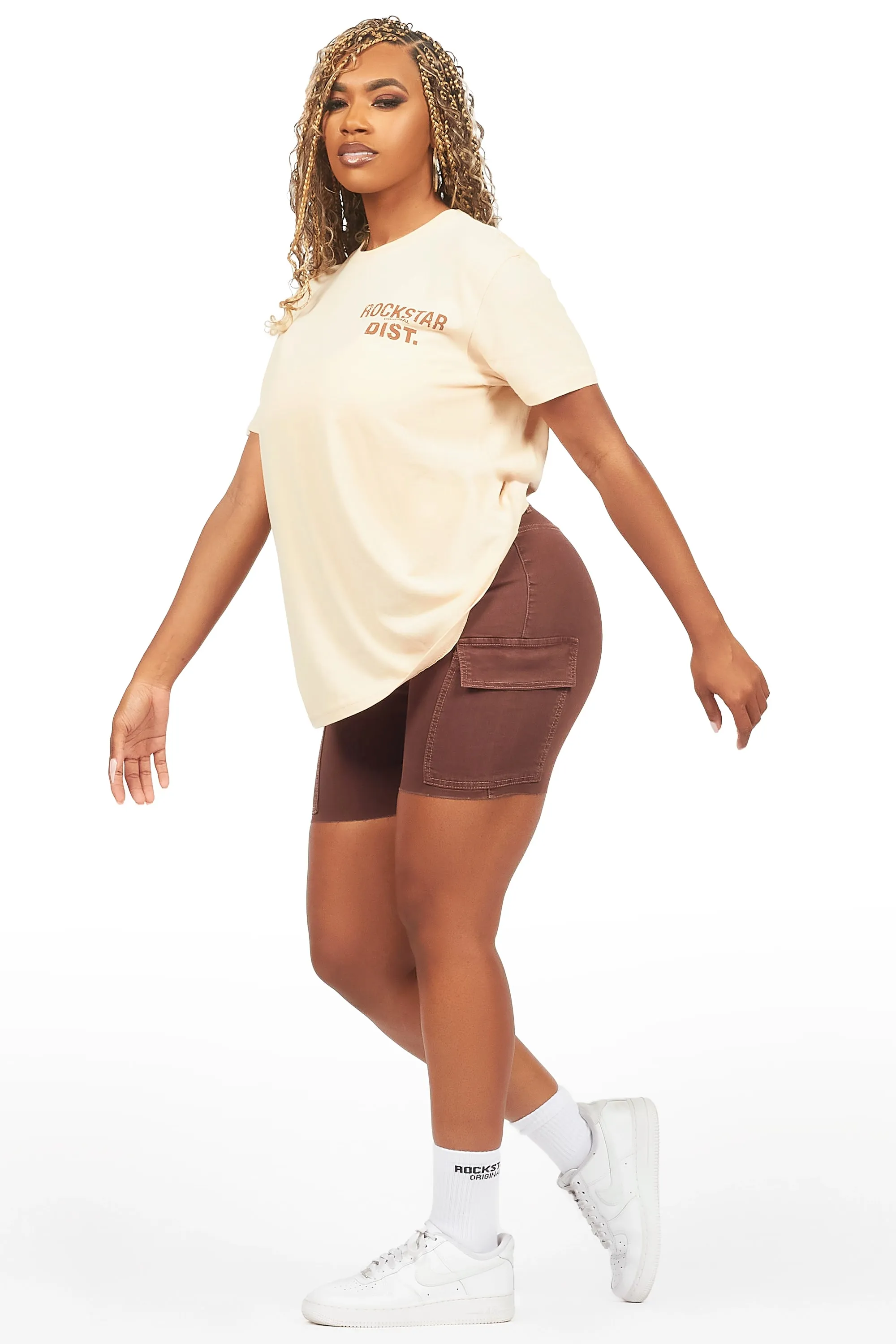 Jakeyia Beige/Brown Denim Short Set sold by Rockstar Original product image thumbnail 4
