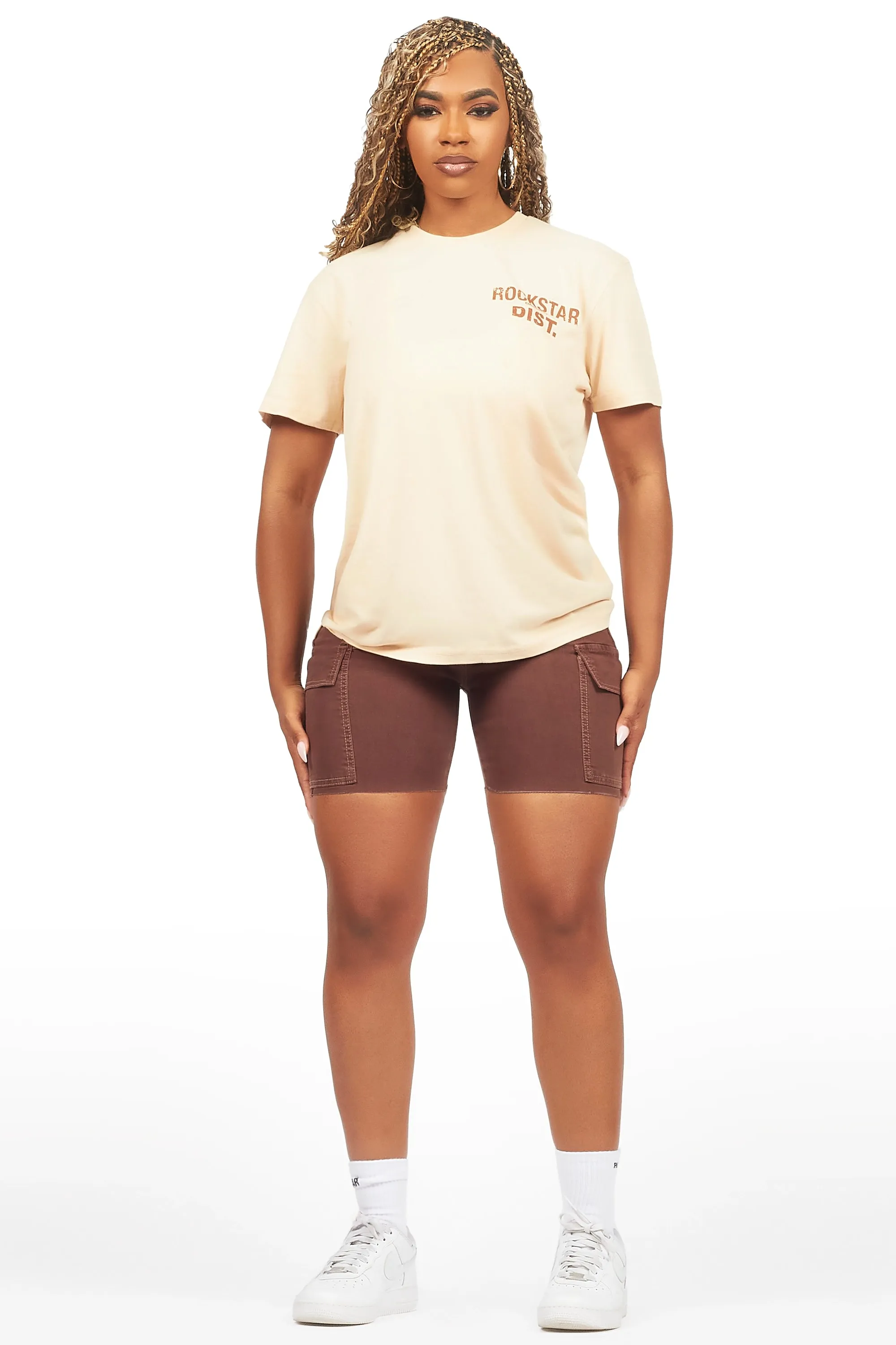 Jakeyia Beige/Brown Denim Short Set sold by Rockstar Original product image thumbnail 2