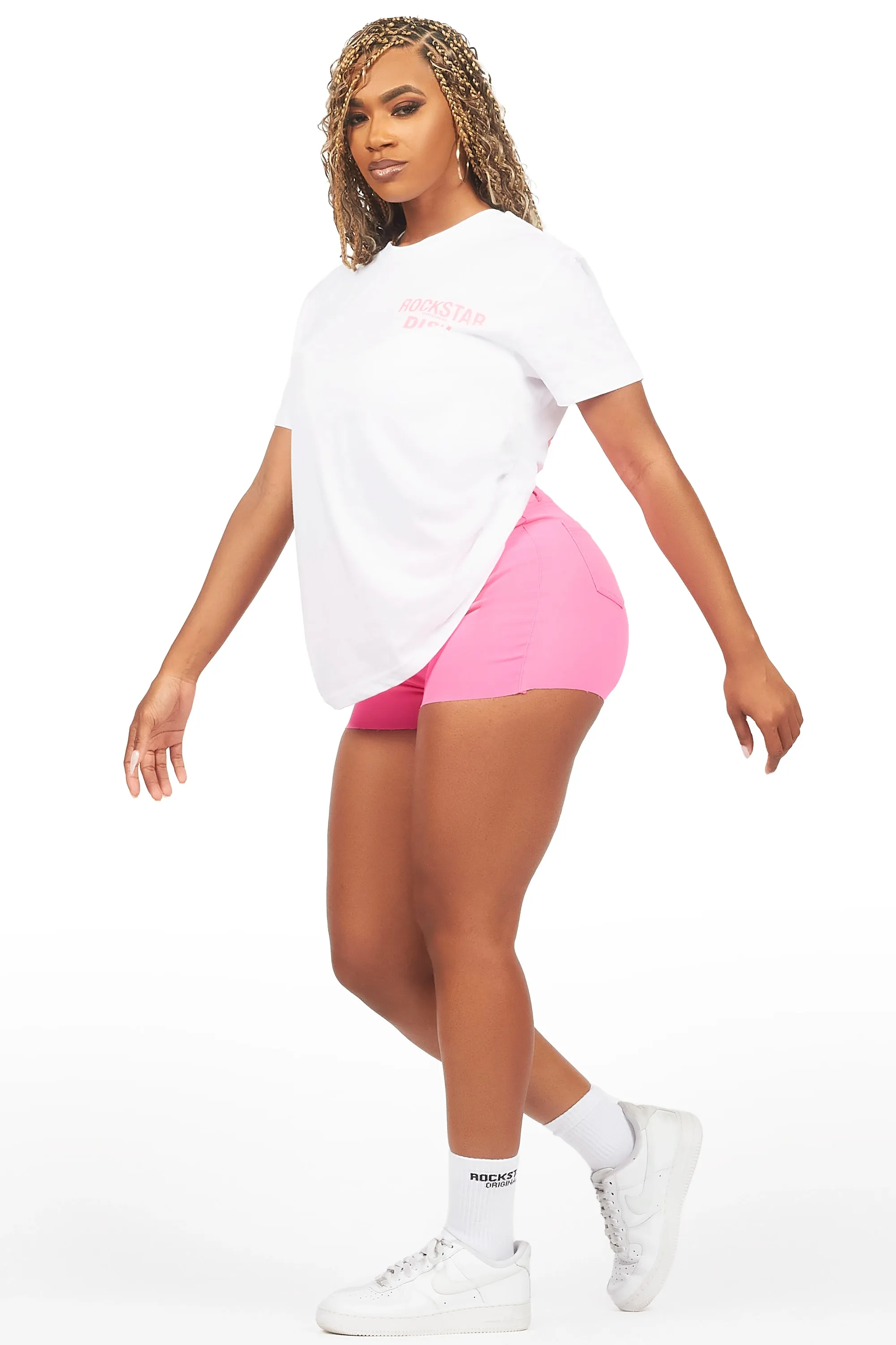 Jakeria White/Pink Denim Short Set sold by Rockstar Original product image thumbnail 4