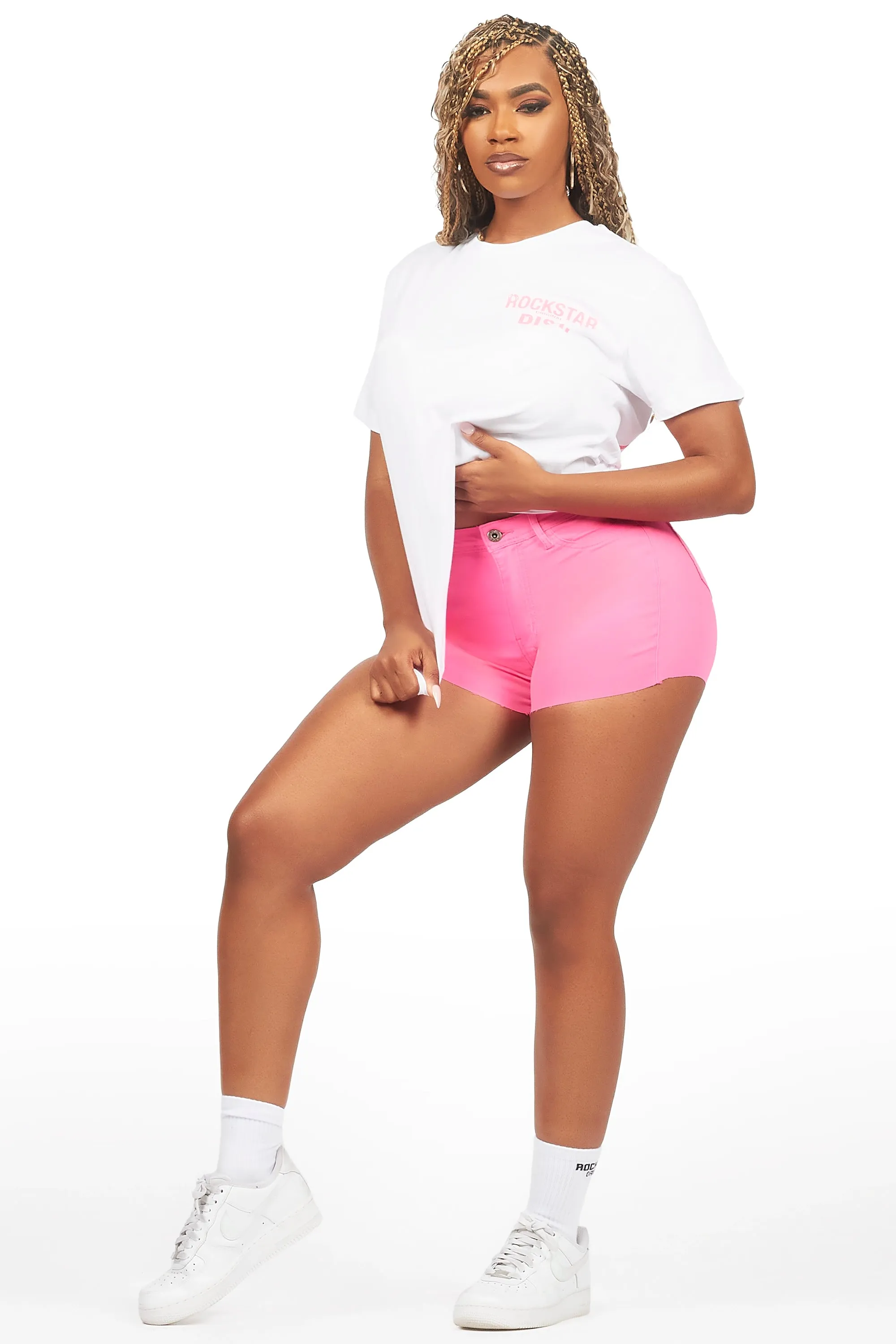 Jakeria White/Pink Denim Short Set sold by Rockstar Original product image thumbnail 2