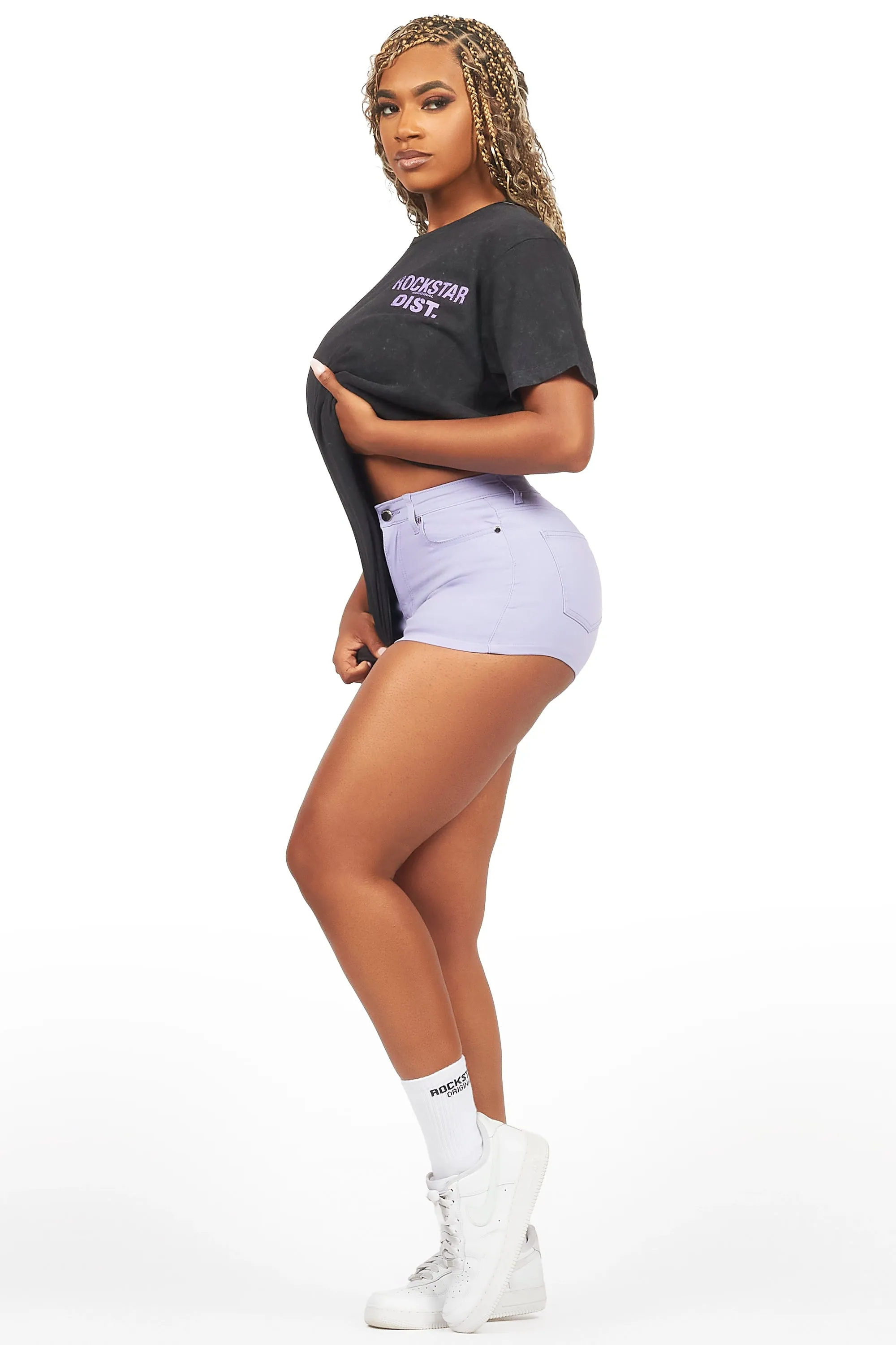 Denae Black/Purple Denim Short Set sold by Rockstar Original