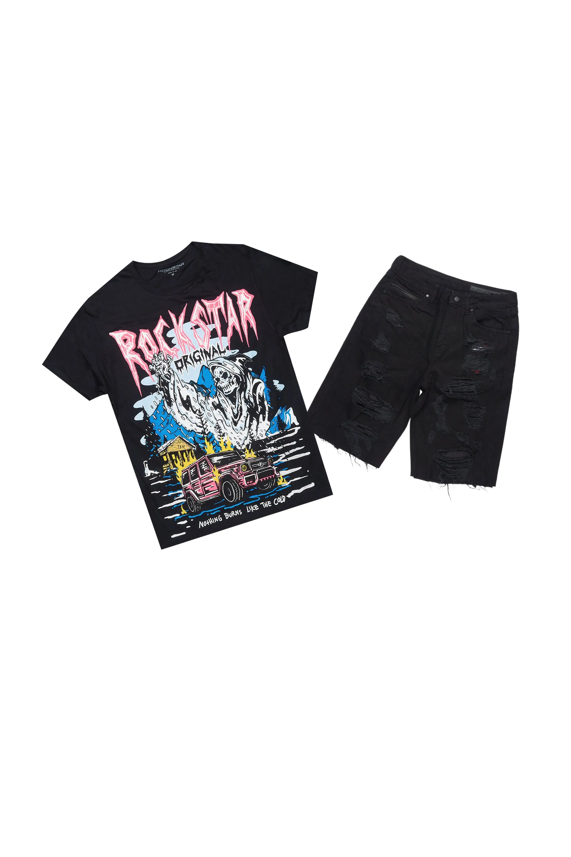 Kip Black T-Shirt/Denim Short Set sold by Rockstar Original