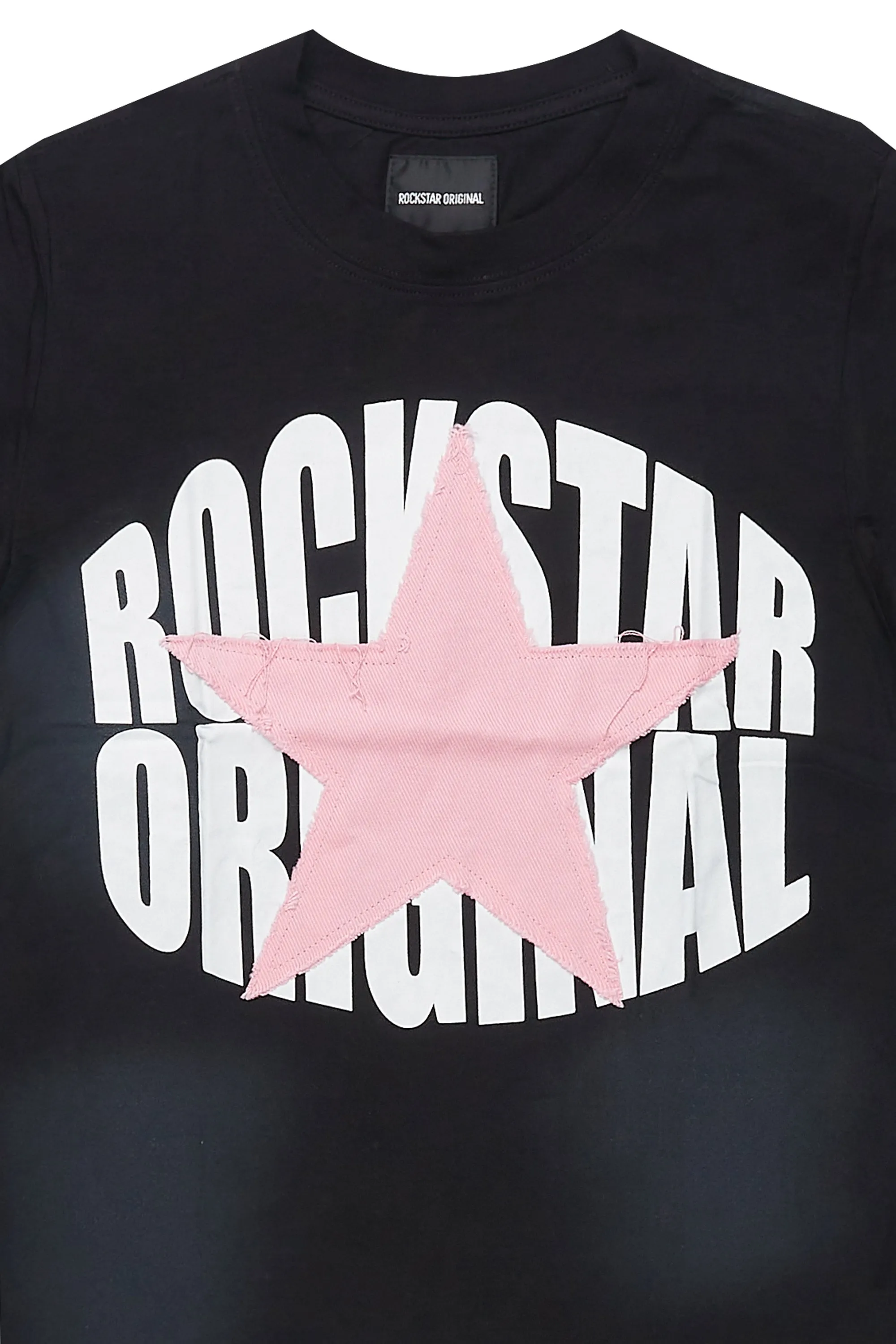 Girls Khaly Black/Pink Graphic T-Shirt With Patch sold by Rockstar Original product image thumbnail 2