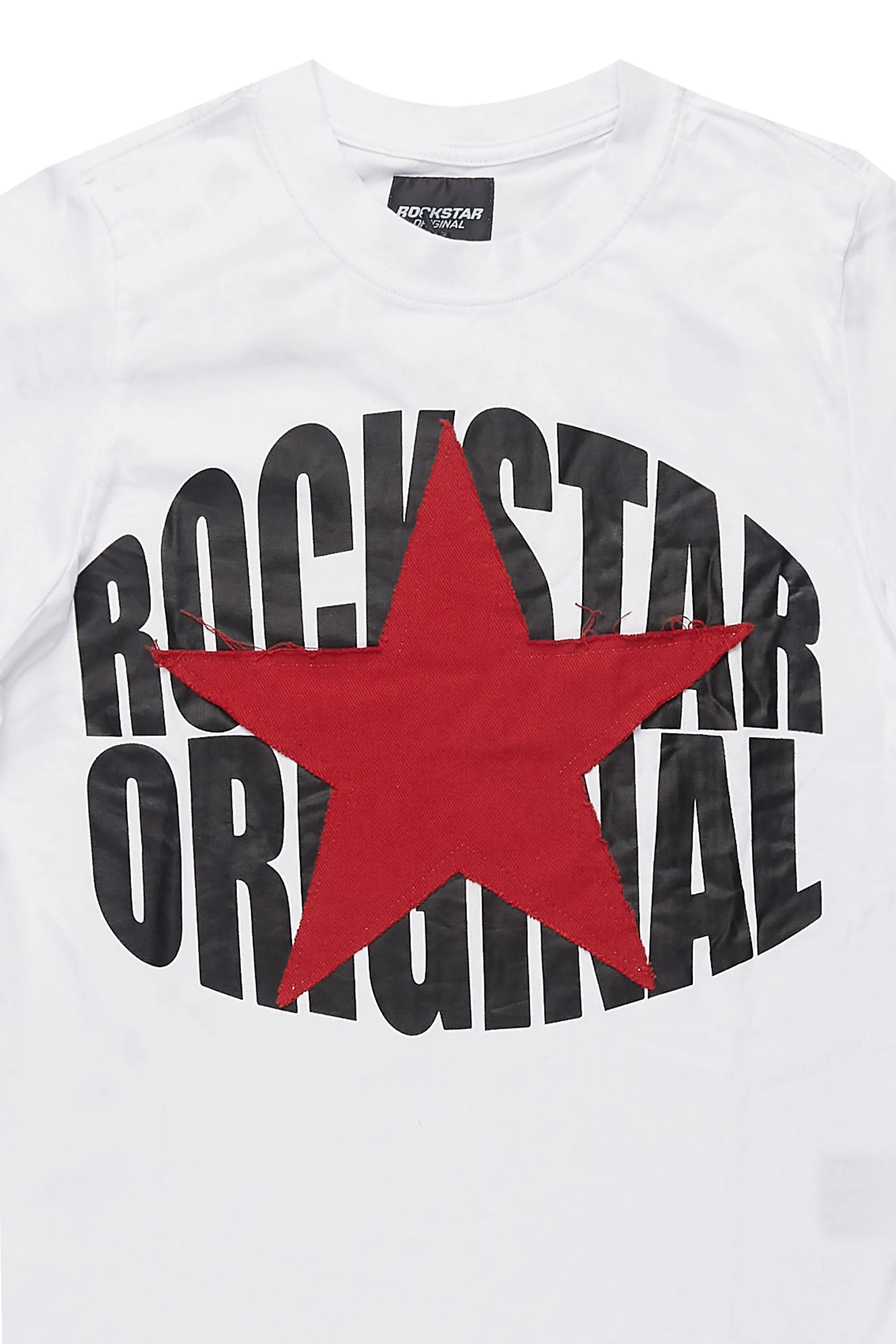 Boys State White/Red Graphic T-Shirt with Patch sold by Rockstar Original product image thumbnail 2