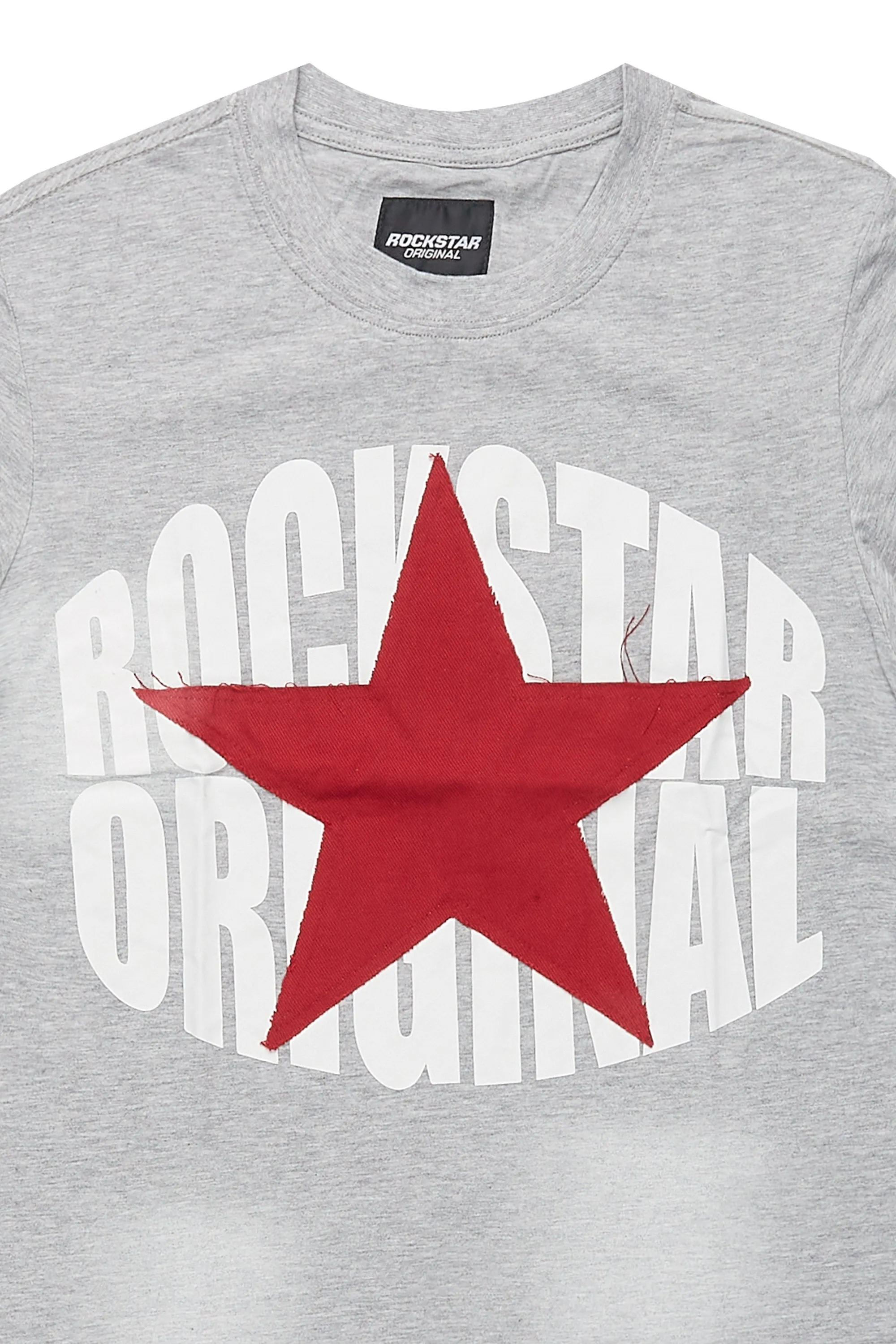 Boys State Heather Grey Graphic T-Shirt with Patch sold by Rockstar Original product image thumbnail 2