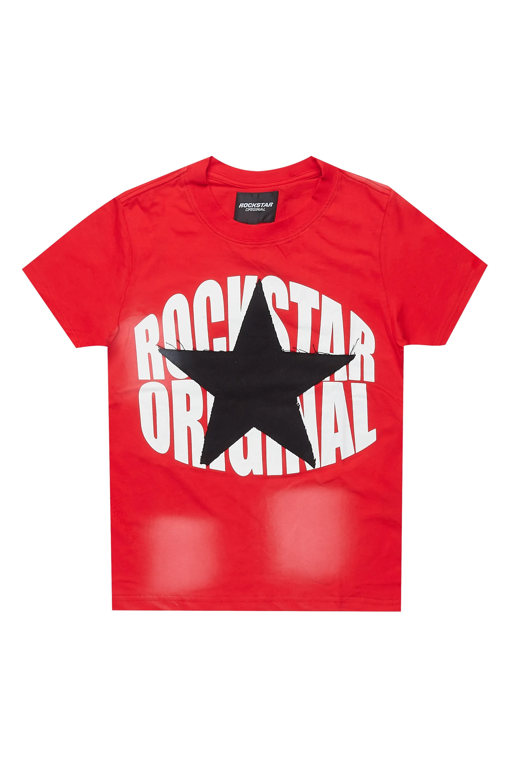 Boys State Red Graphic T-Shirt with Patch sold by Rockstar Original