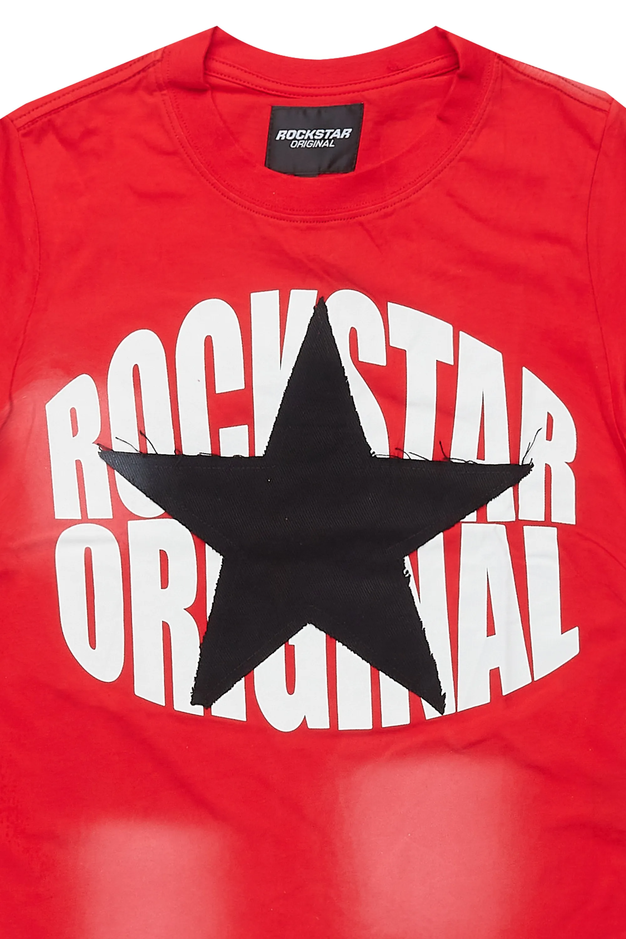Boys State Red Graphic T-Shirt with Patch sold by Rockstar Original product image thumbnail 2