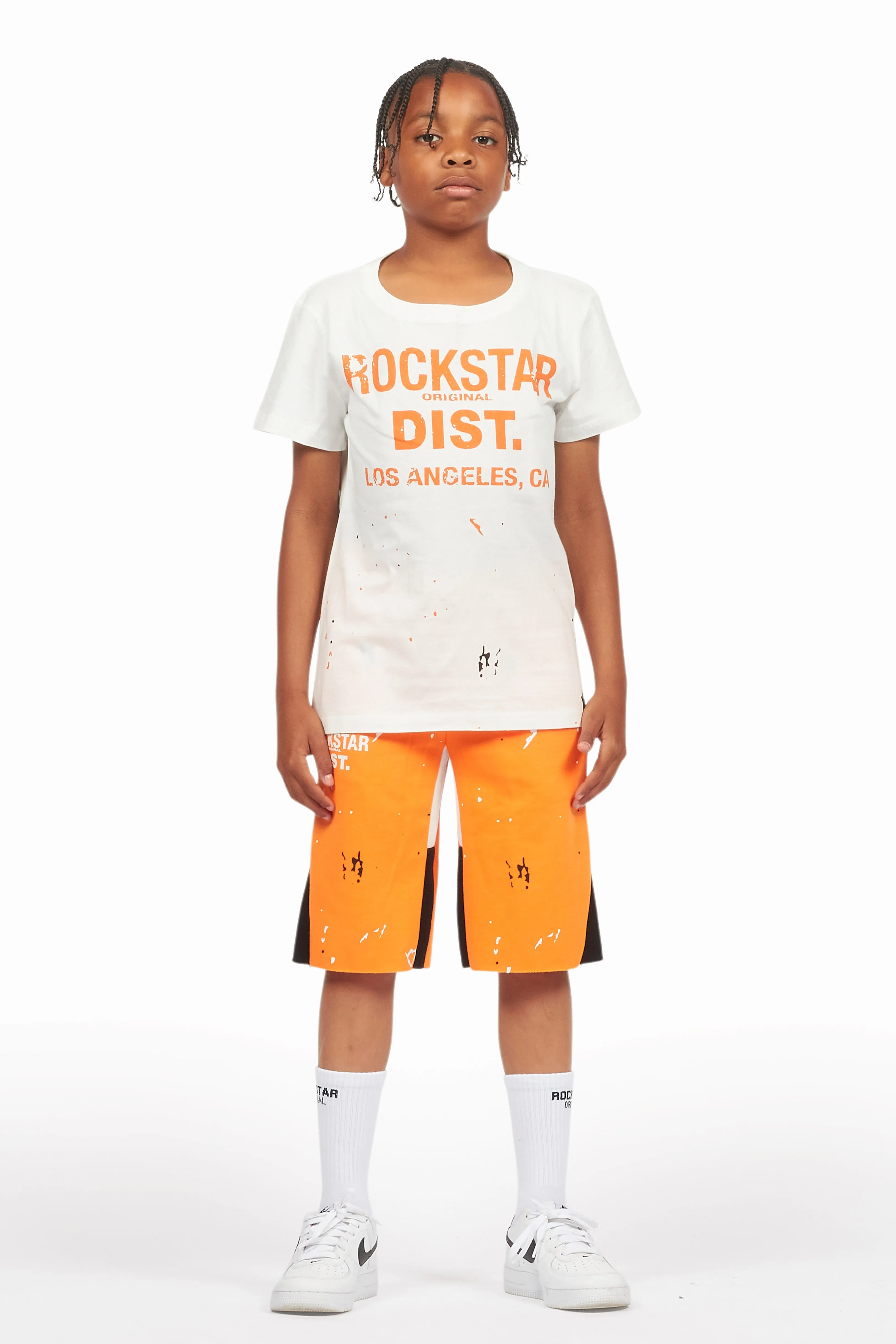 Boys Scottie White/Orange Short Set sold by Rockstar Original product image thumbnail 2