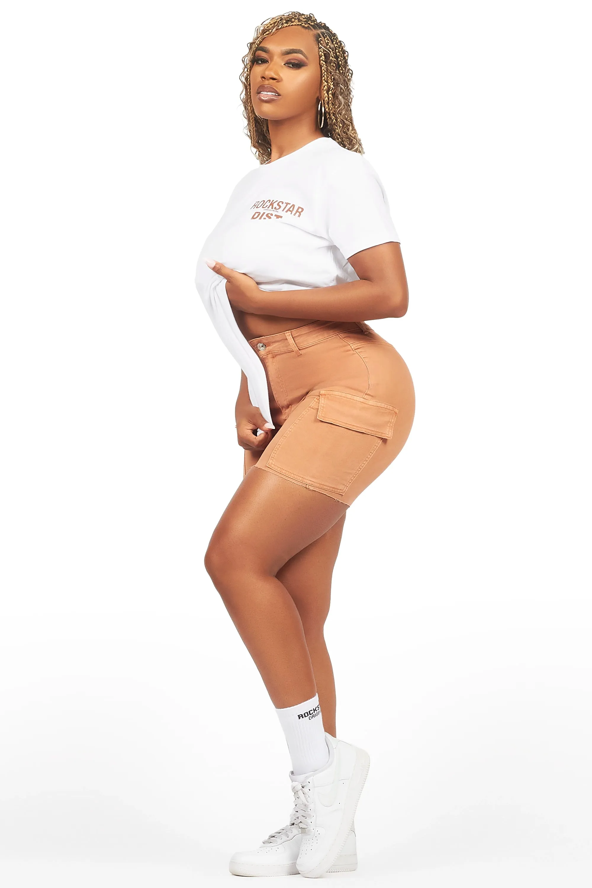 Jakeyia White/Beige Denim Short Set sold by Rockstar Original product image thumbnail 3