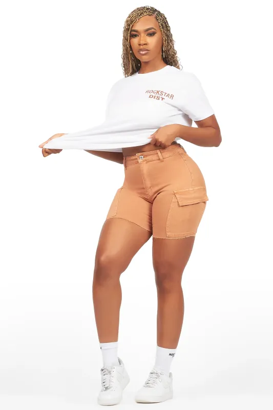 Jakeyia White/Beige Denim Short Set sold by Rockstar Original