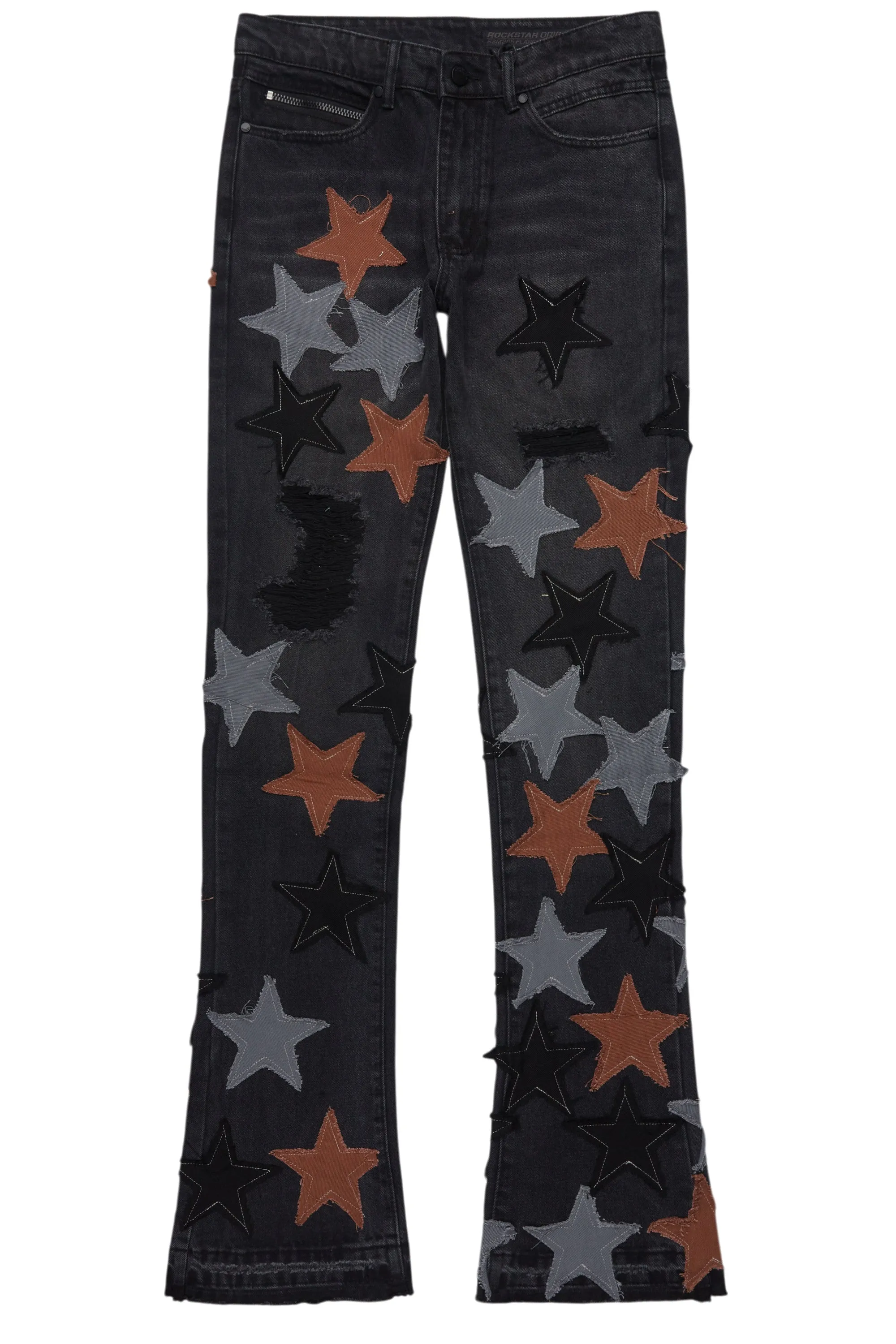 StarLane Dark Grey Stacked Flare Jean sold by Rockstar Original