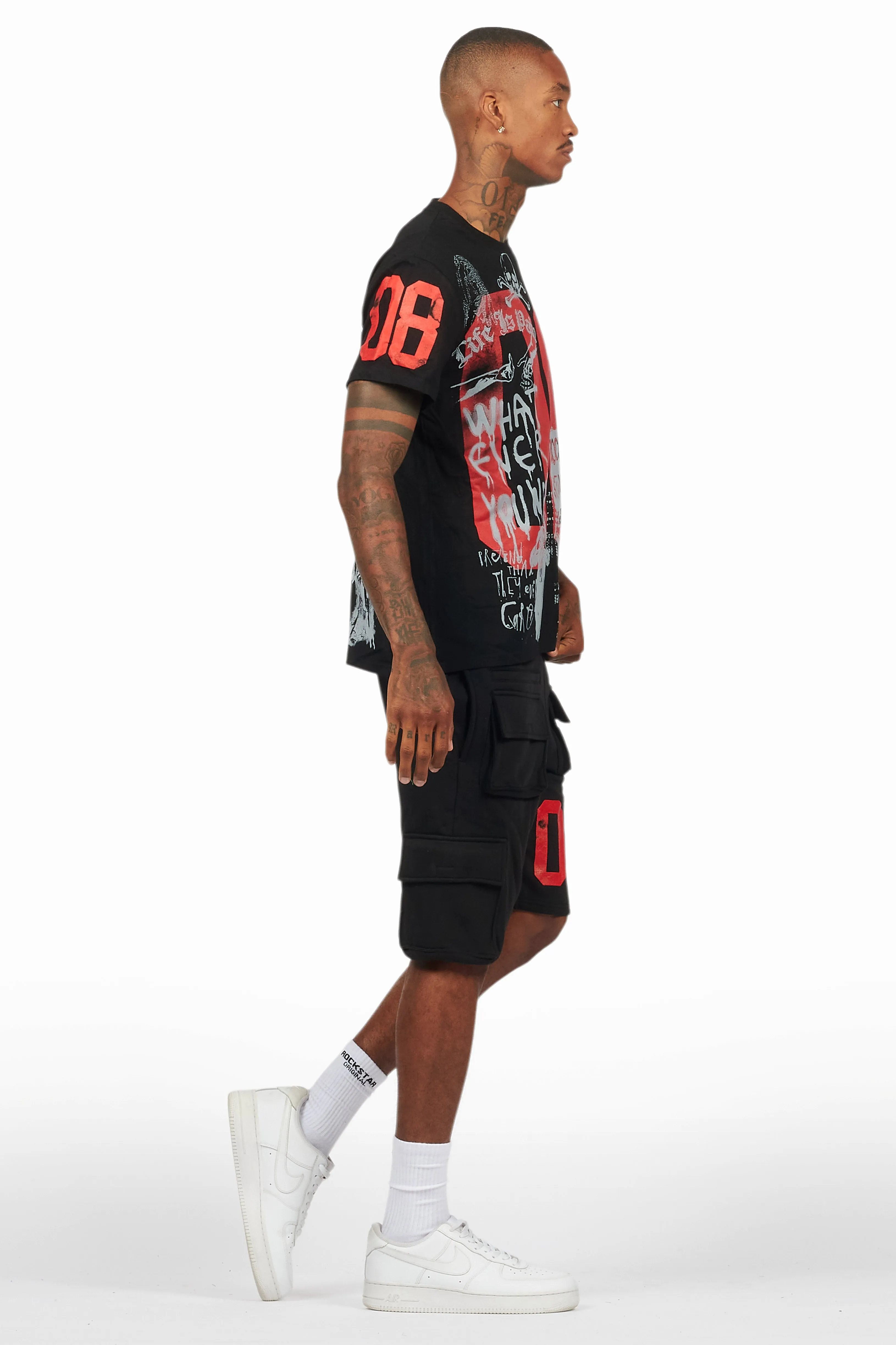 Grill Black/Red Cargo Short Set sold by Rockstar Original product image thumbnail 3