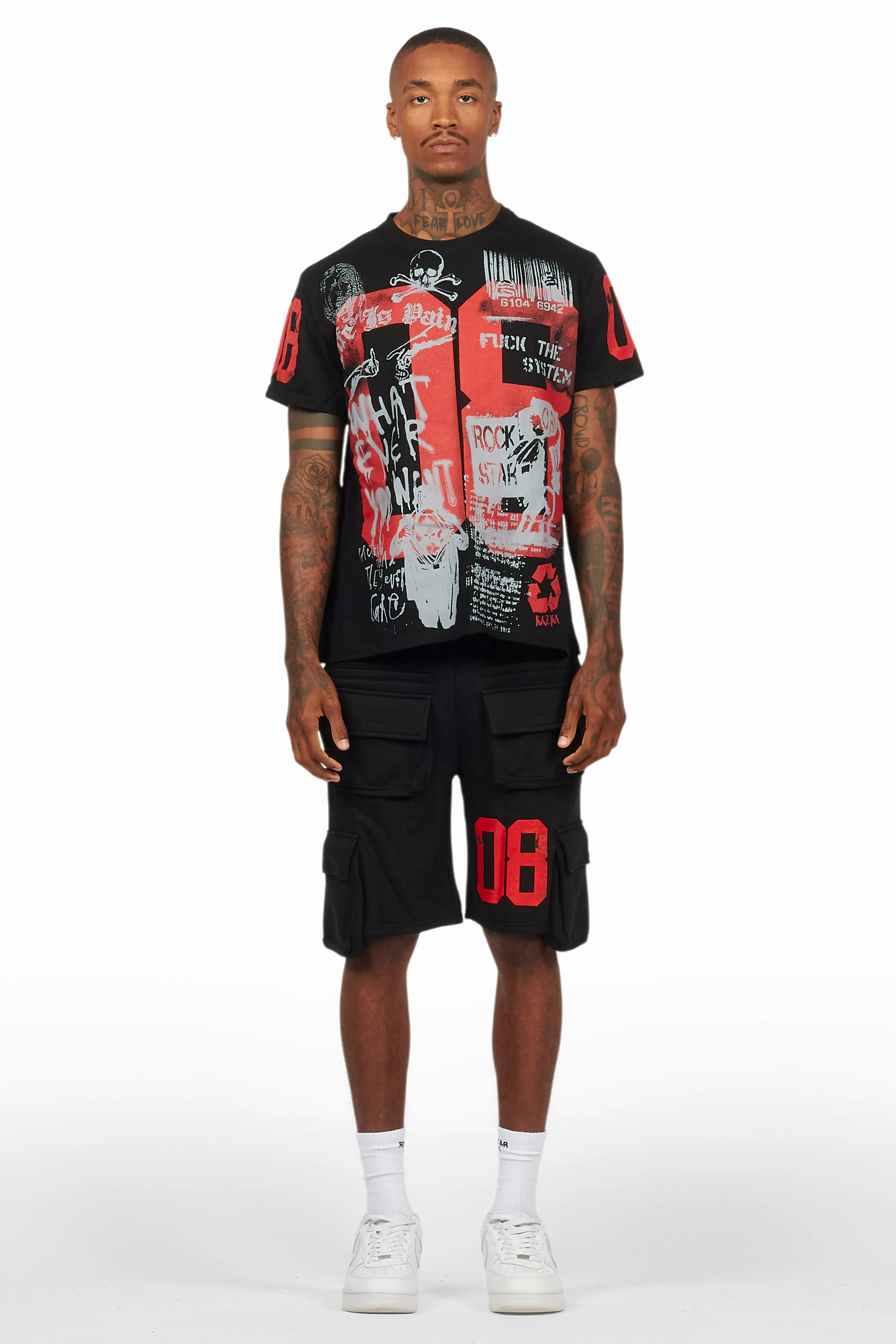 Grill Black/Red Cargo Short Set sold by Rockstar Original product image thumbnail 2