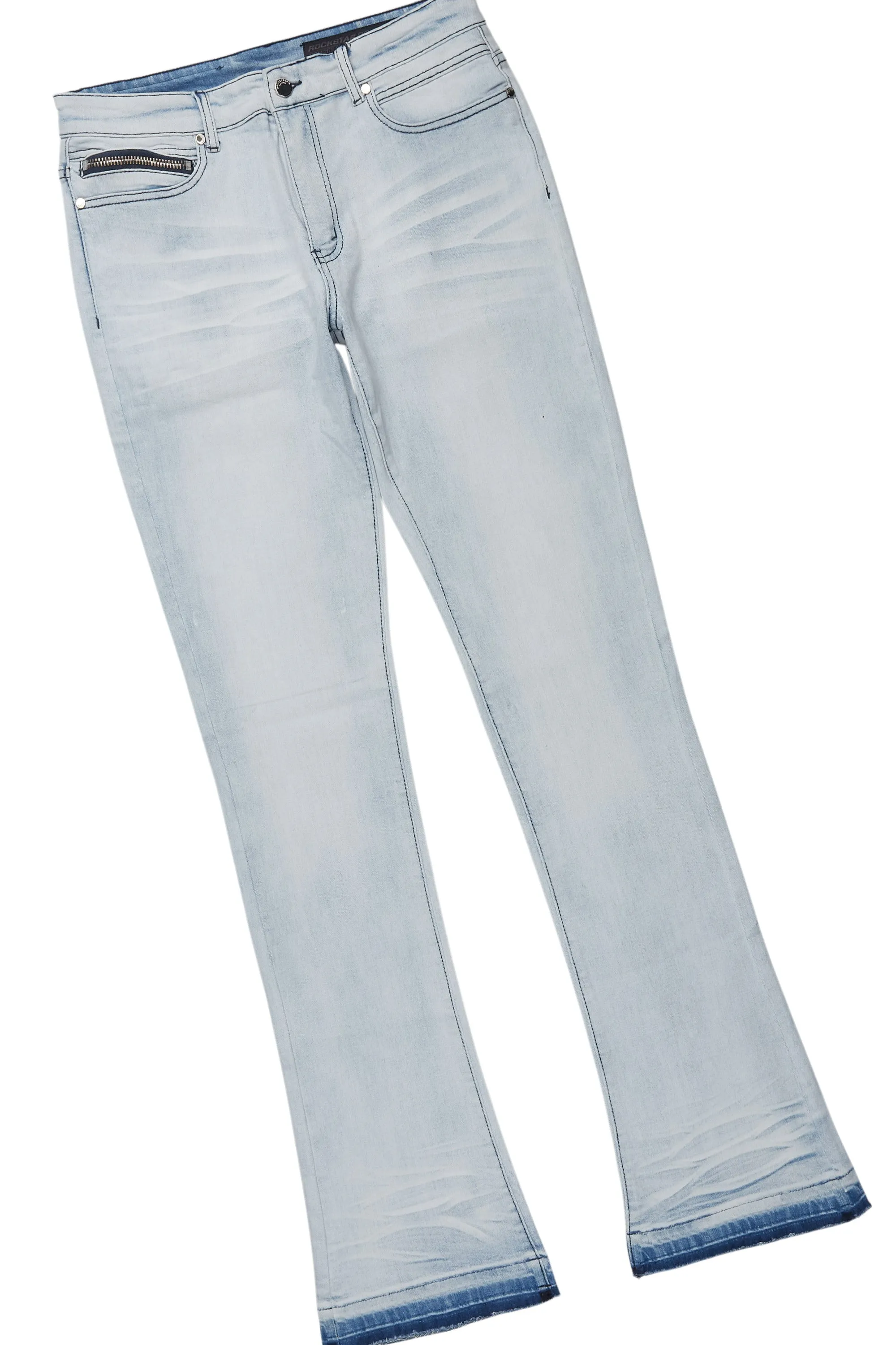 Drako White/Blue Oversized Graphic T-Shirt/Dag Stacked Flare Jean Set sold by Rockstar Original product image thumbnail 4