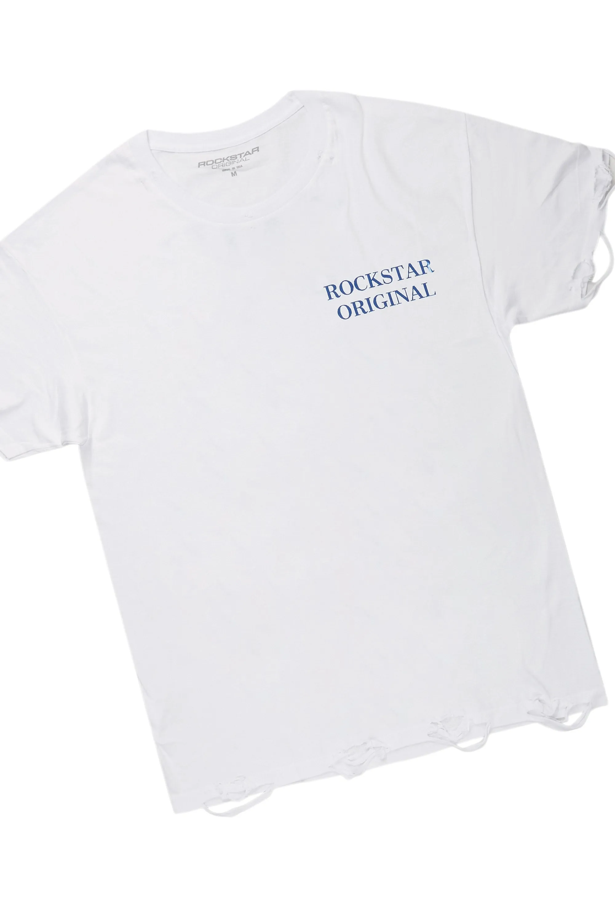 Drako White/Blue Oversized Graphic T-Shirt/Dag Stacked Flare Jean Set sold by Rockstar Original product image thumbnail 2