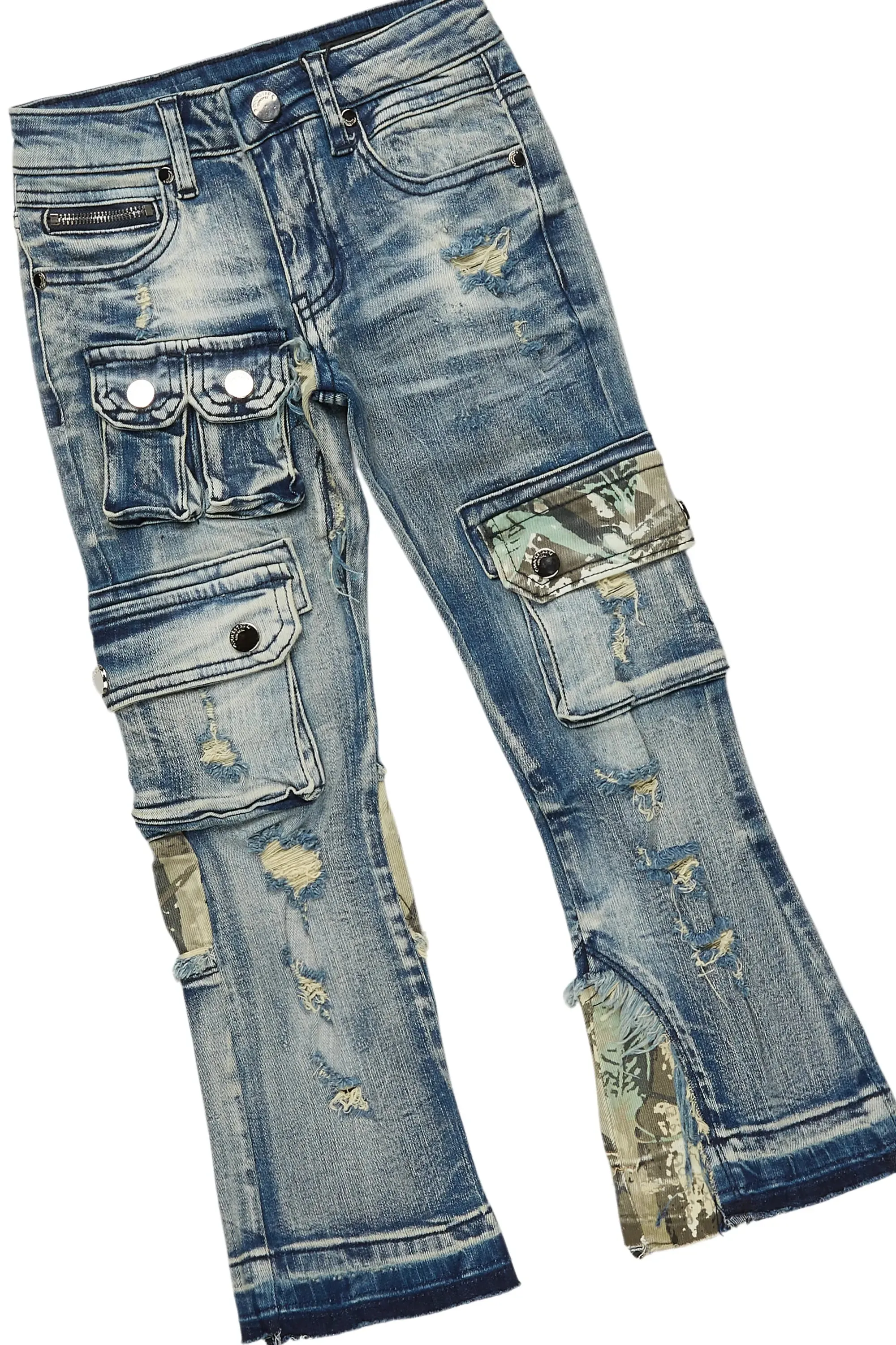 Boys Waller Black Hoodie & Zeta Blue Stacked Jean Set sold by Rockstar Original product image thumbnail 3