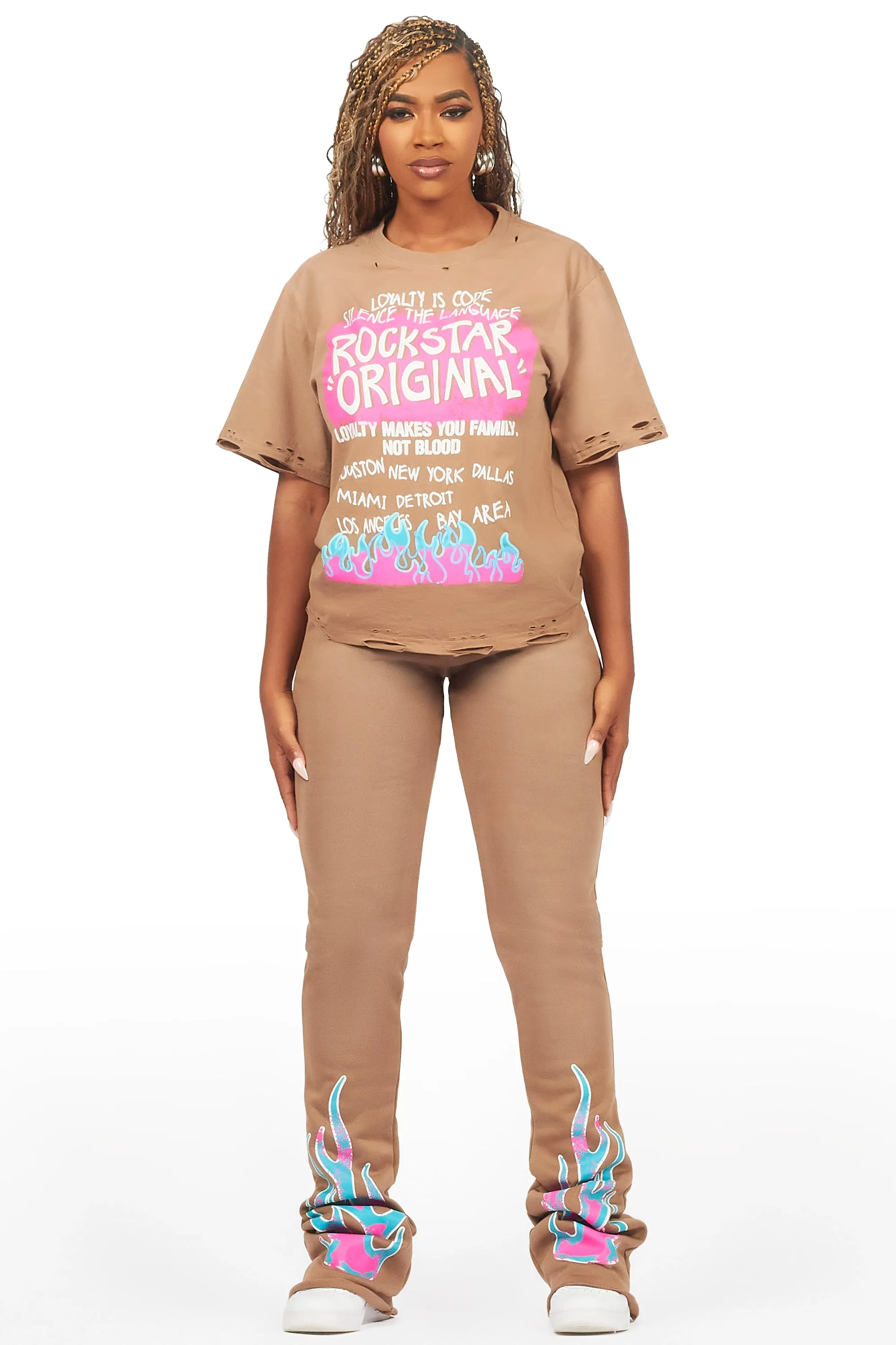 Bridgette Mocha T-Shirt Trackset sold by Rockstar Original